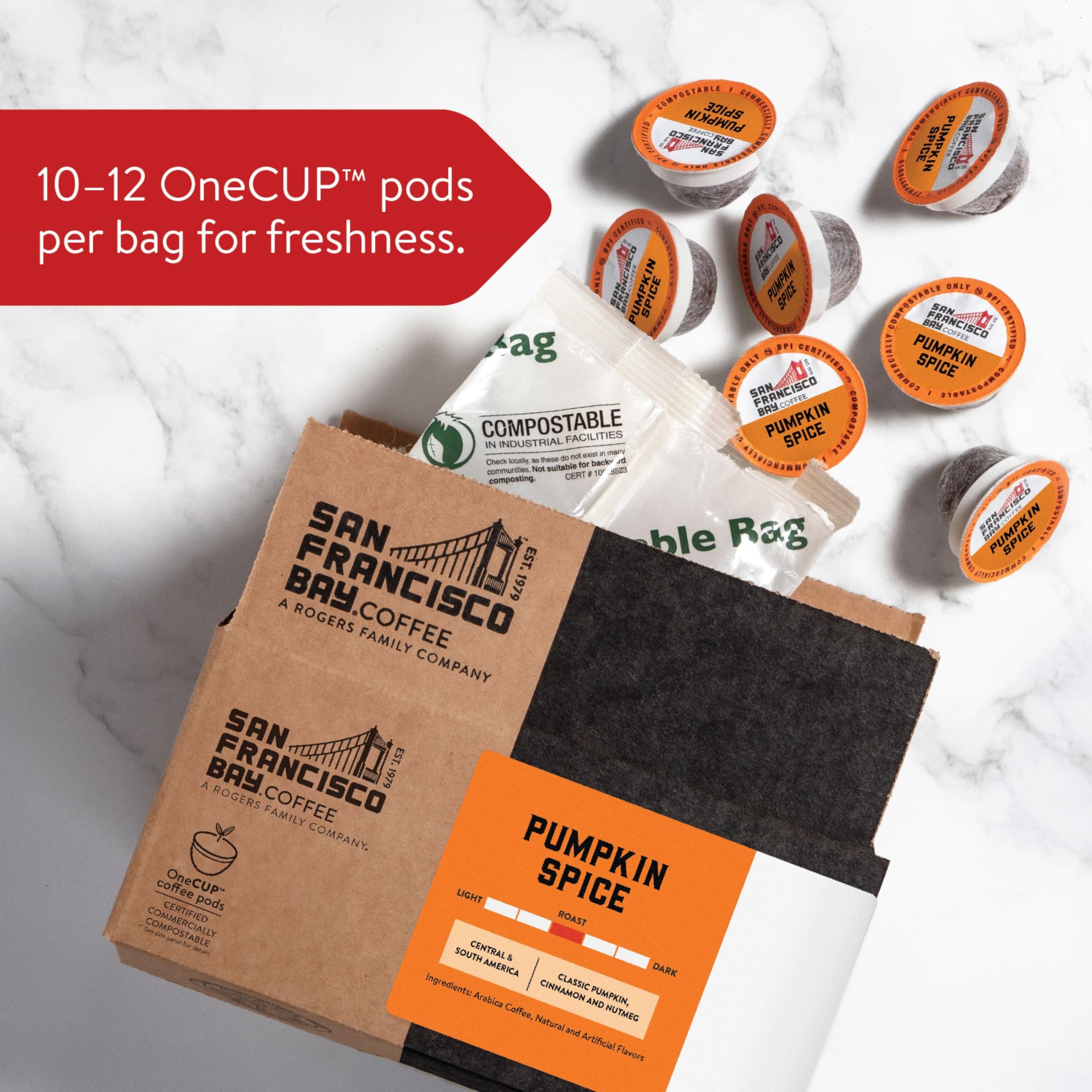 San Francisco Bay Compostable Coffee Pods - Pumpkin Spice (80 Count) K-Cup Compatible with Keurig 2.0, Flavored Medium Roast Coffee | Perfect for Fall Mornings, Office Brewing & Holiday Gatherings