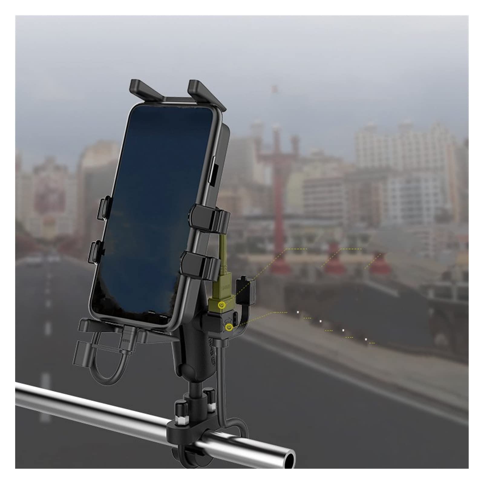 360° Rotatable Motorcycle & Bicycle Handlebar Phone Mount - Universal Bike Mirror Phone Holder for Safe Riding (Black) - Perfect for GPS Navigation & Adventure Cycling