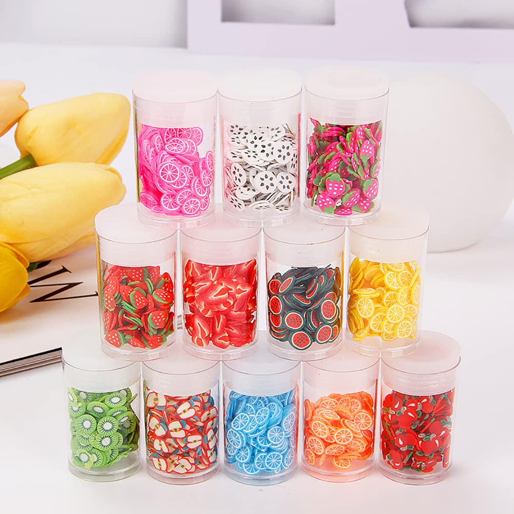 12PCS Fruit Clay Slices for Nail Art - Resin Charm Decorations, Mini Slime Charms & Small Fruit Nail Stickers - Perfect for DIY Nail Designs, Resin Jewelry Making and Craft Projects