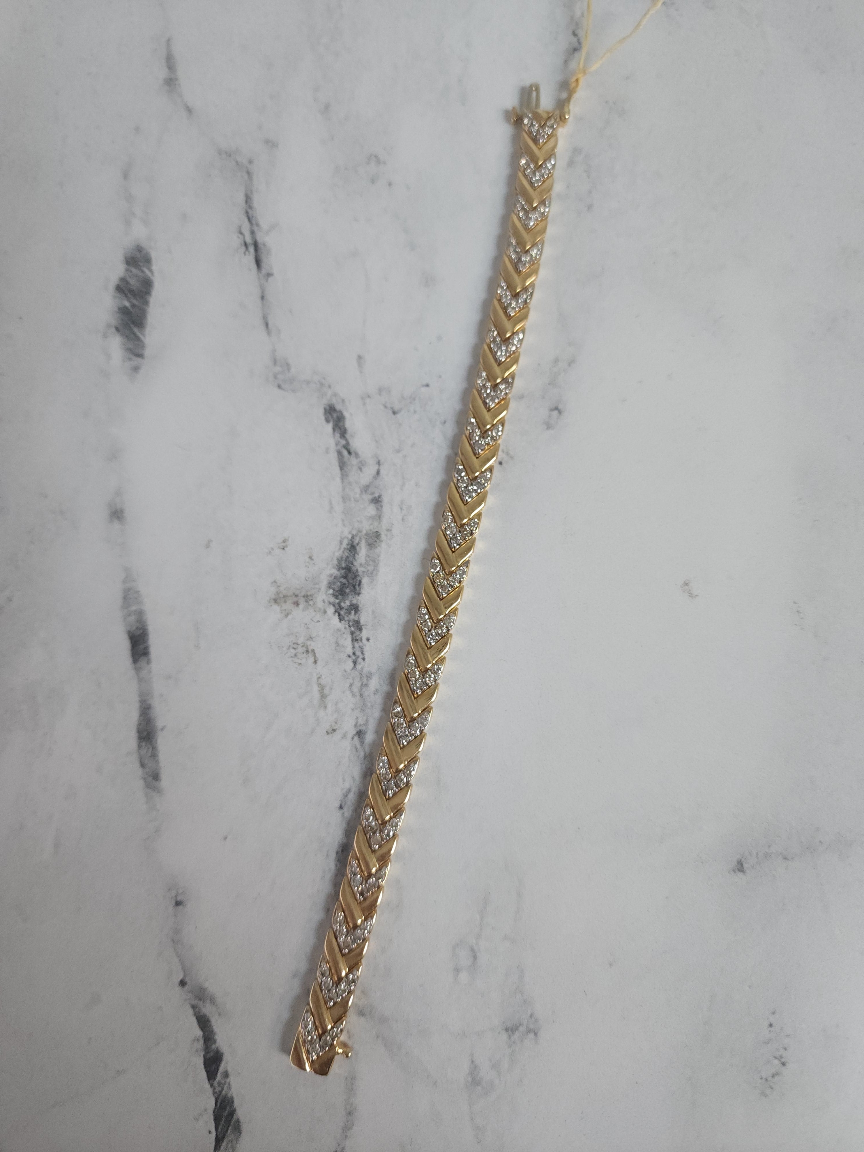 2.60cttw Diamond Arrow Bracelet in 14K Yellow Gold - Elegant Polished Jewelry for Women, Perfect for Weddings, Anniversaries & Special Occasions