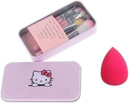 PMARK 7-Piece Pink Makeup Brush Set with Beauty Blender - Soft Bristles for Women & Girls - Perfect for Foundation, Blush, Eyeshadow & Contouring (Pack of 8)