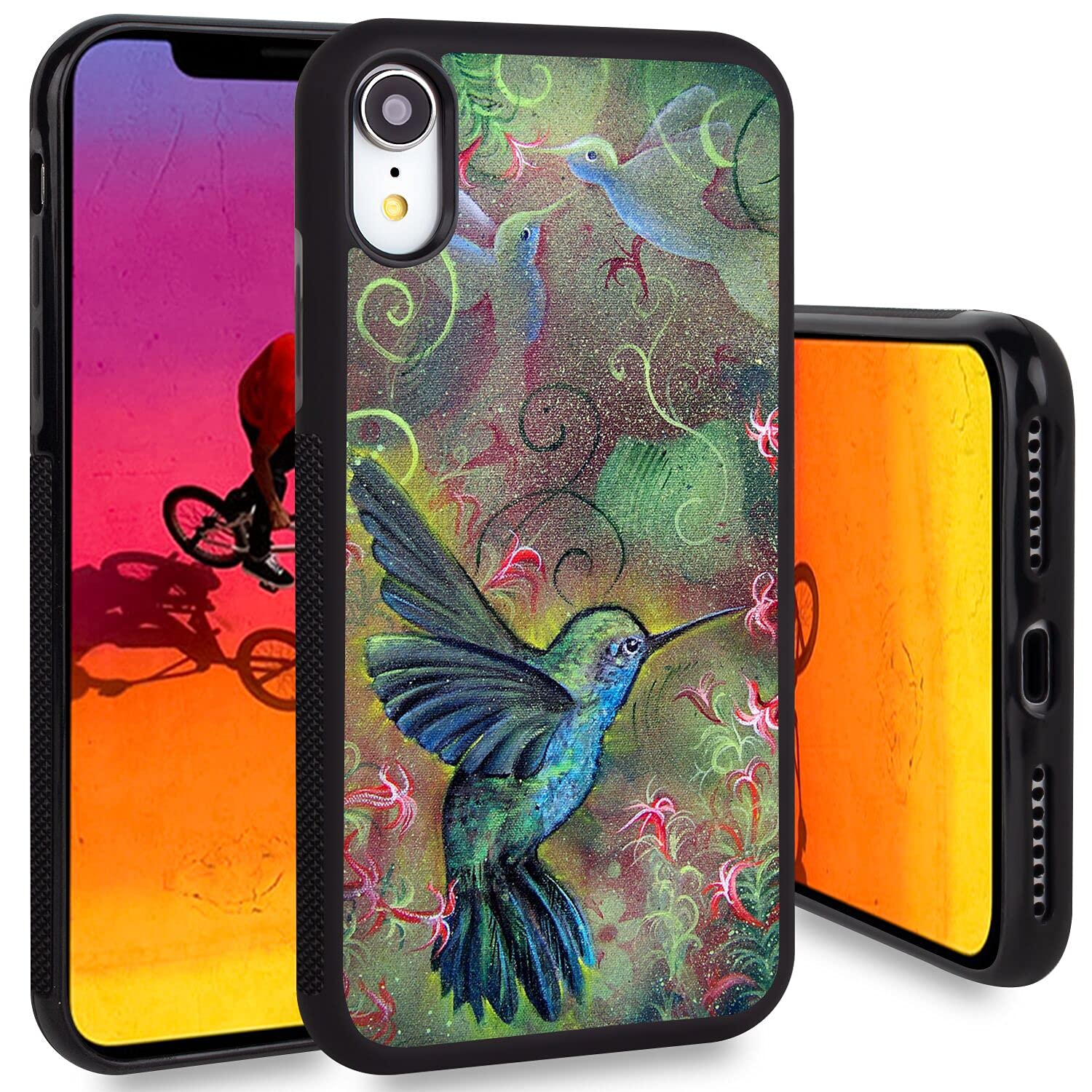 BITWELLS Shockproof iPhone XR Case with Hummingbird Design - Protective Hard PC Cover & Soft Bumper | Lightweight Durable Phone Case for Everyday Use & Outdoor Activities