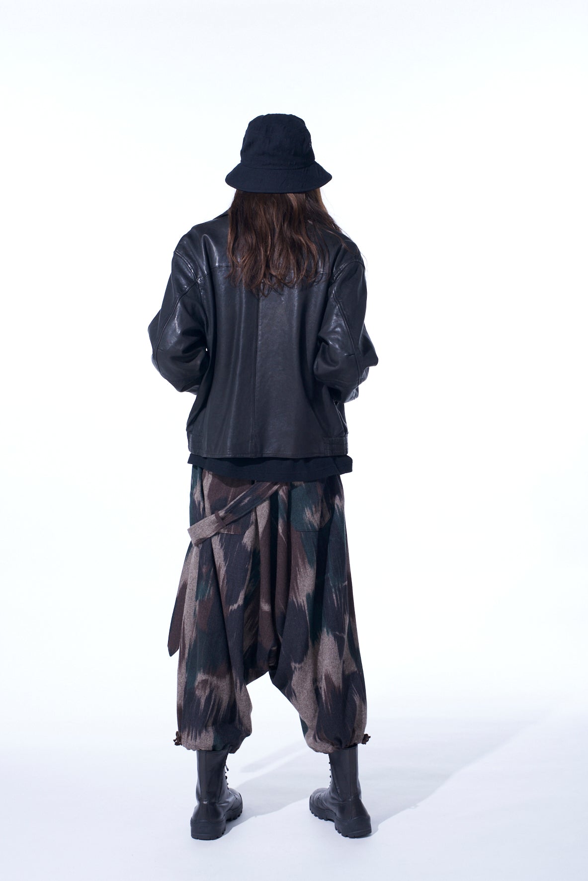 Camouflage Tweed Belted Balloon Sarouel Pants for Women - Stylish High Waisted Wide Leg Trousers for Casual Outfits & Boho Fashion