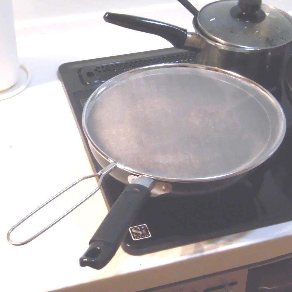 Premium 18/8 Stainless Steel Splatter Screen - 29cm (11.4 Inch) Fry Pan Cover for Safe & Mess-Free Cooking - Ideal for Frying, Sautéing, and Deep Frying in the Kitchen