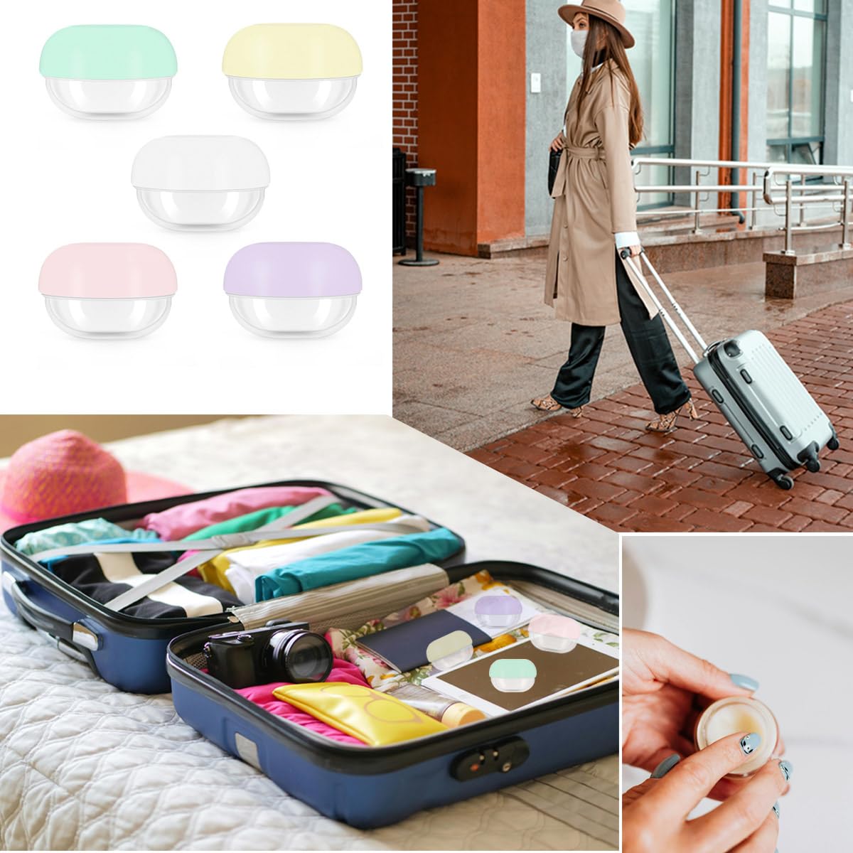 5-Pack 10ml Small Travel Containers - Leak-Proof Mini Jars for Creams, Lotions & Makeup | TSA Approved Compact Size for Air Travel | Perfect for Toiletries, Skincare & Cosmetics on the Go