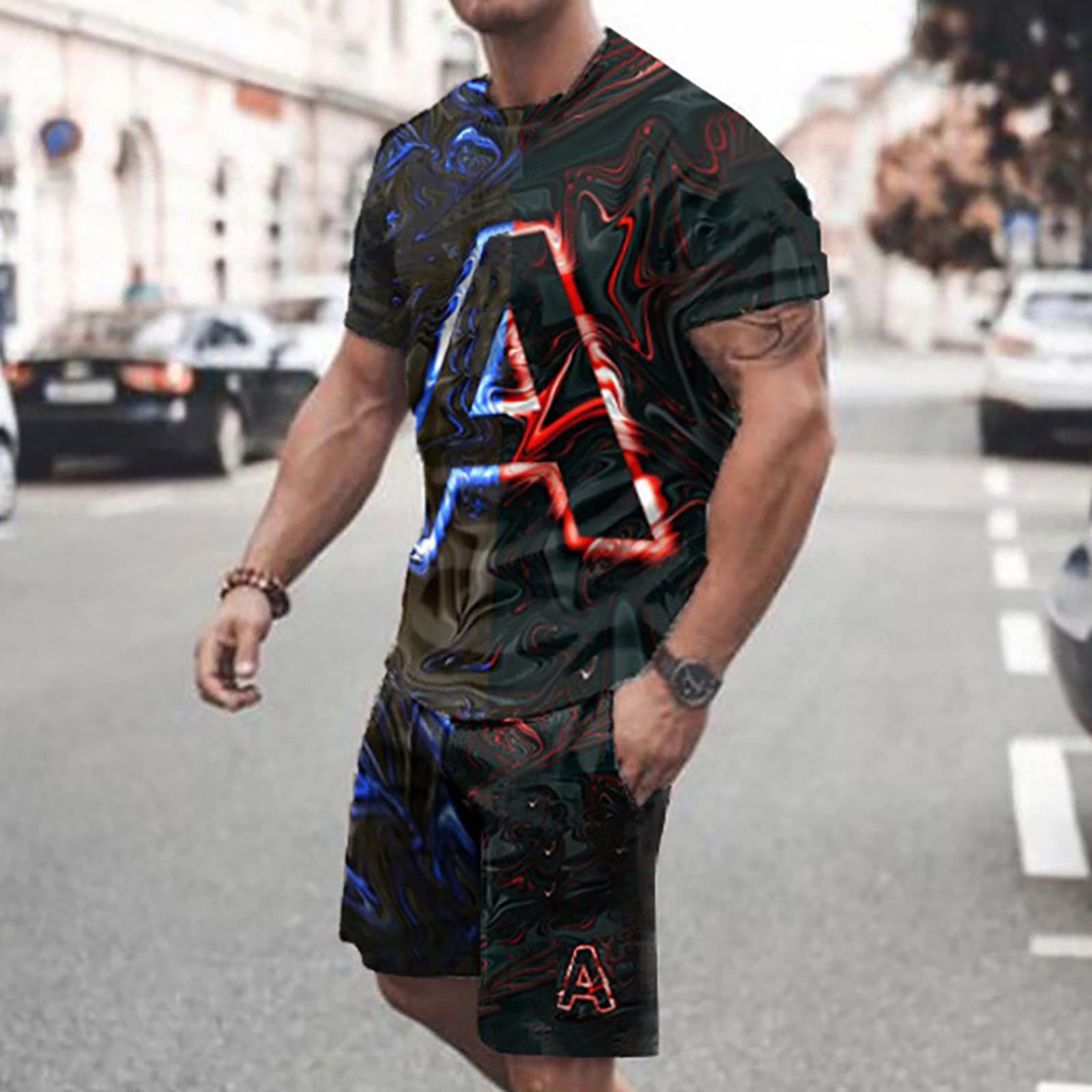 Brazilian Workout Clothes for Men - Summer Tracksuit Set with Tee & Shorts for Gym