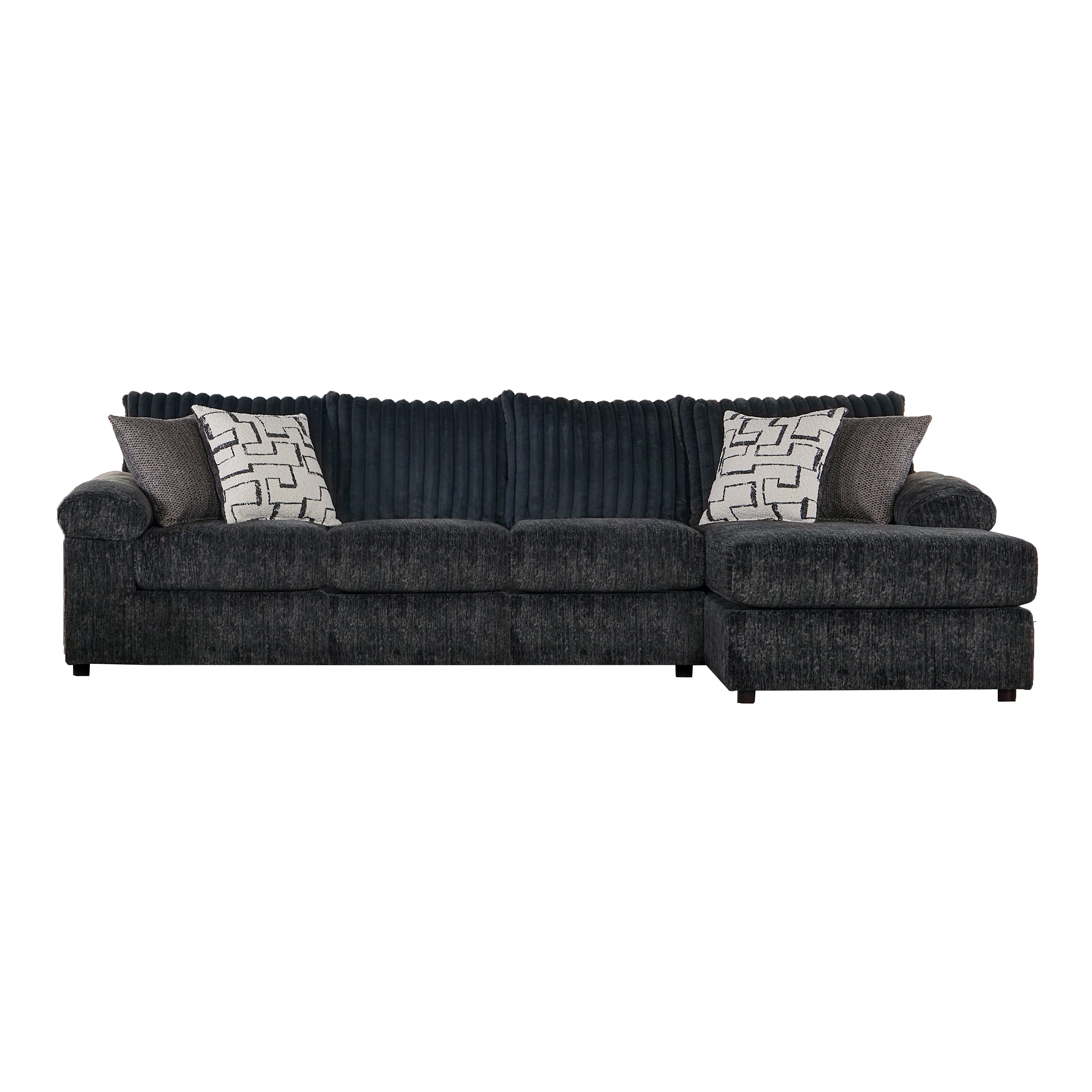 Roundhill Furniture Nason Wide Wale Corduroy Sectional Sofa Chaise - Modern L-Shaped Couch with Chaise Lounge for Living Room, Family Room & Home Theater Comfort