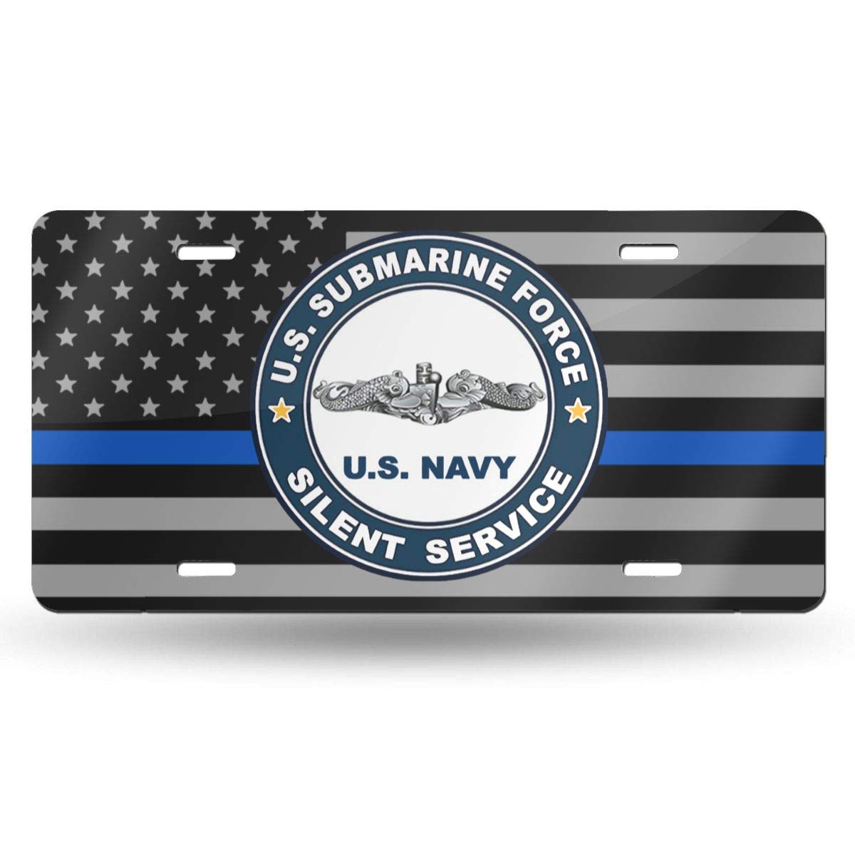 US Submarine Force Silent Service Personalized Aluminum Car License Plate - Custom Military Themed Decorative Plate for Cars, Trucks & Motorcycles