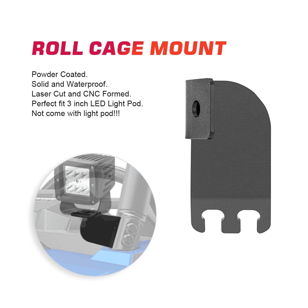 Polaris General & General-4 (2016-2024) A-Pillar Mount Roll Cage Cube Light Bracket - Heavy Duty Off-Road LED Light Bar Mounting Bracket for UTV ATV Night Driving & Trail Adventures