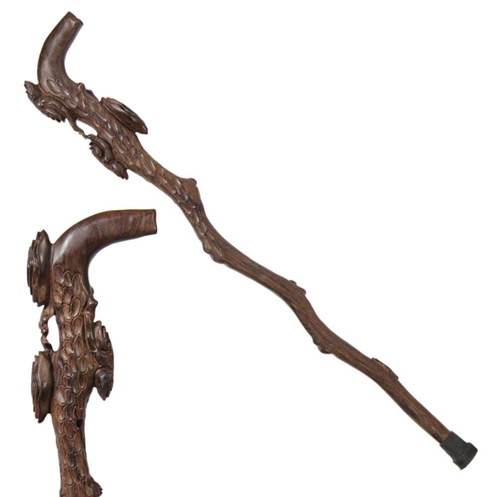 Premium Mahogany Hand Carved Wooden Walking Cane - 35 Inch Adjustable Height Crutch for Seniors & Mobility Support - Ideal for Hiking, Travel & Everyday Use