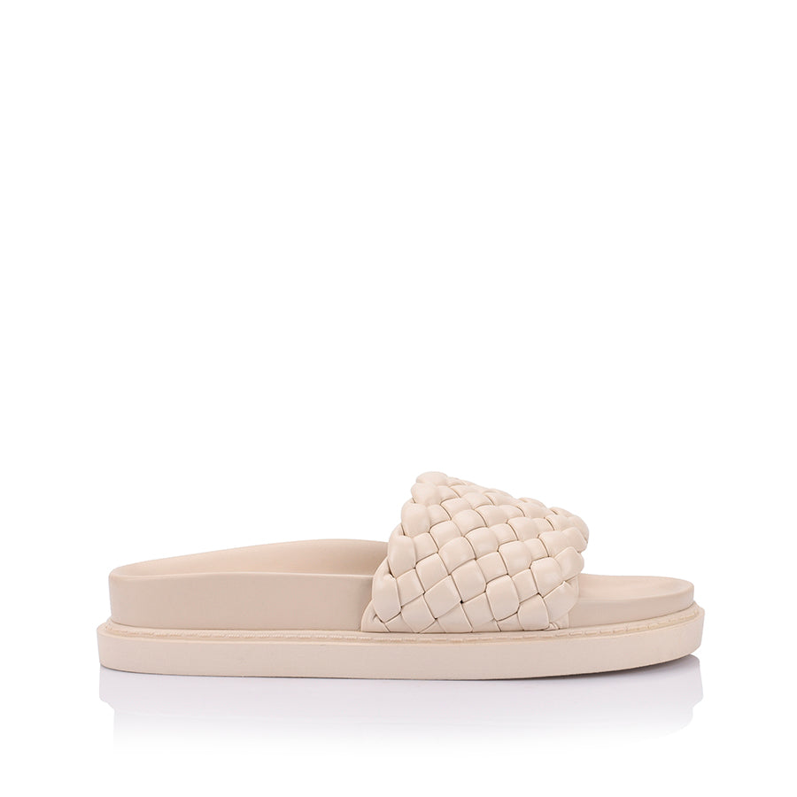 Bruce Footbed Slides for Men & Women - Comfortable Arch Support Sandals in Bone White - Perfect for Beach, Pool, and Indoor Wear