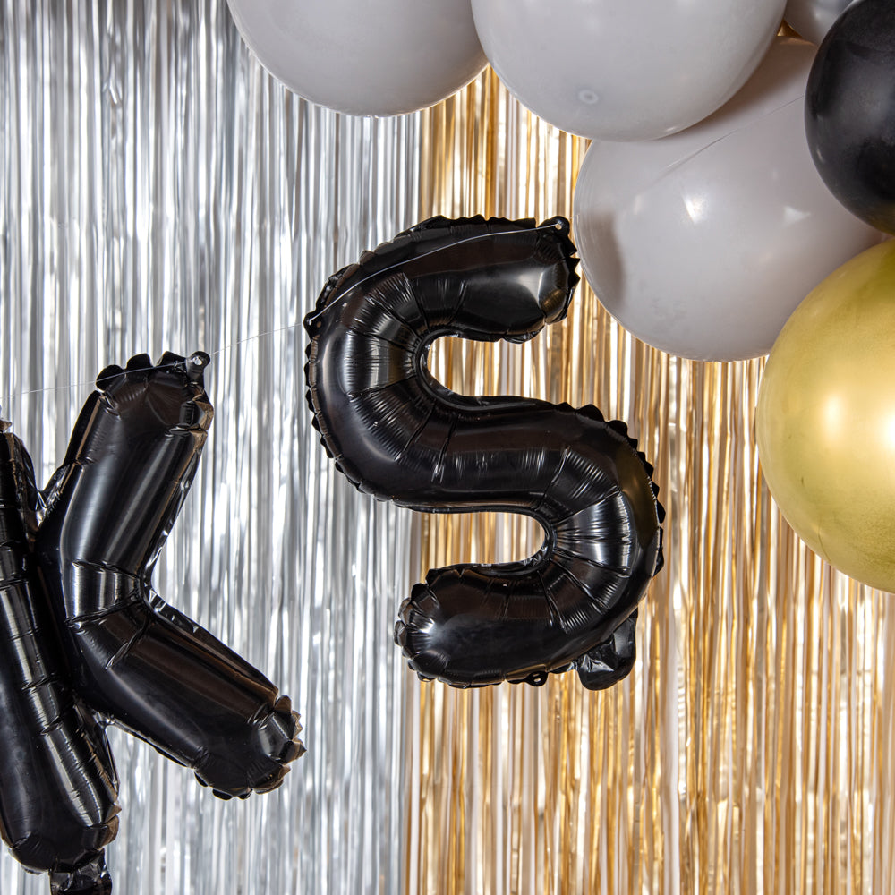 Black Mylar Letter S Balloon - 16 Inch Large Foil Balloon for Birthday Parties, Baby Showers & Decorations (1 Count Box)
