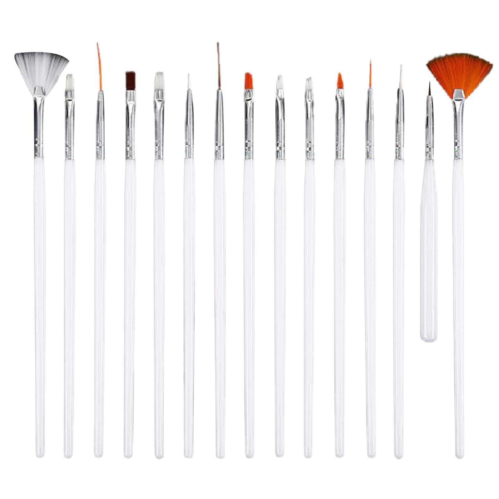 Professional UV Nail Art Dotting Painting Brushes Set for Gel Polish, Acrylic Nails & Nail Art Designs - 5PCS White Nail Decorating Tools for DIY Manicure at Home or Salon