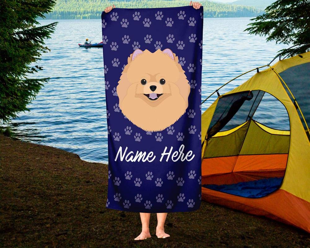 Custom Personalized Pomeranian Pet Towel for Kids & Adults - Soft Travel, Beach, Pool & Bath Towel for Toddler, Baby, Boys & Girls - Perfect for Swimming, Spa, Vacation & Home Use