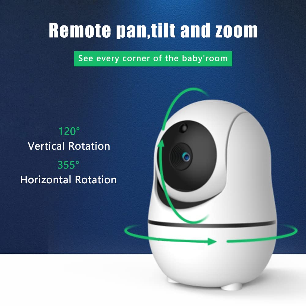 GUAZI STORE 7-inch Large Screen Baby Monitor with Camera - Split Screen, Rotating Camera, 2-Way Talk & Temperature Sensor | 2 Camera System with Auto Night Vision & Lullabies | Perfect for Nursery, Bedroom & Travel Baby Monitoring