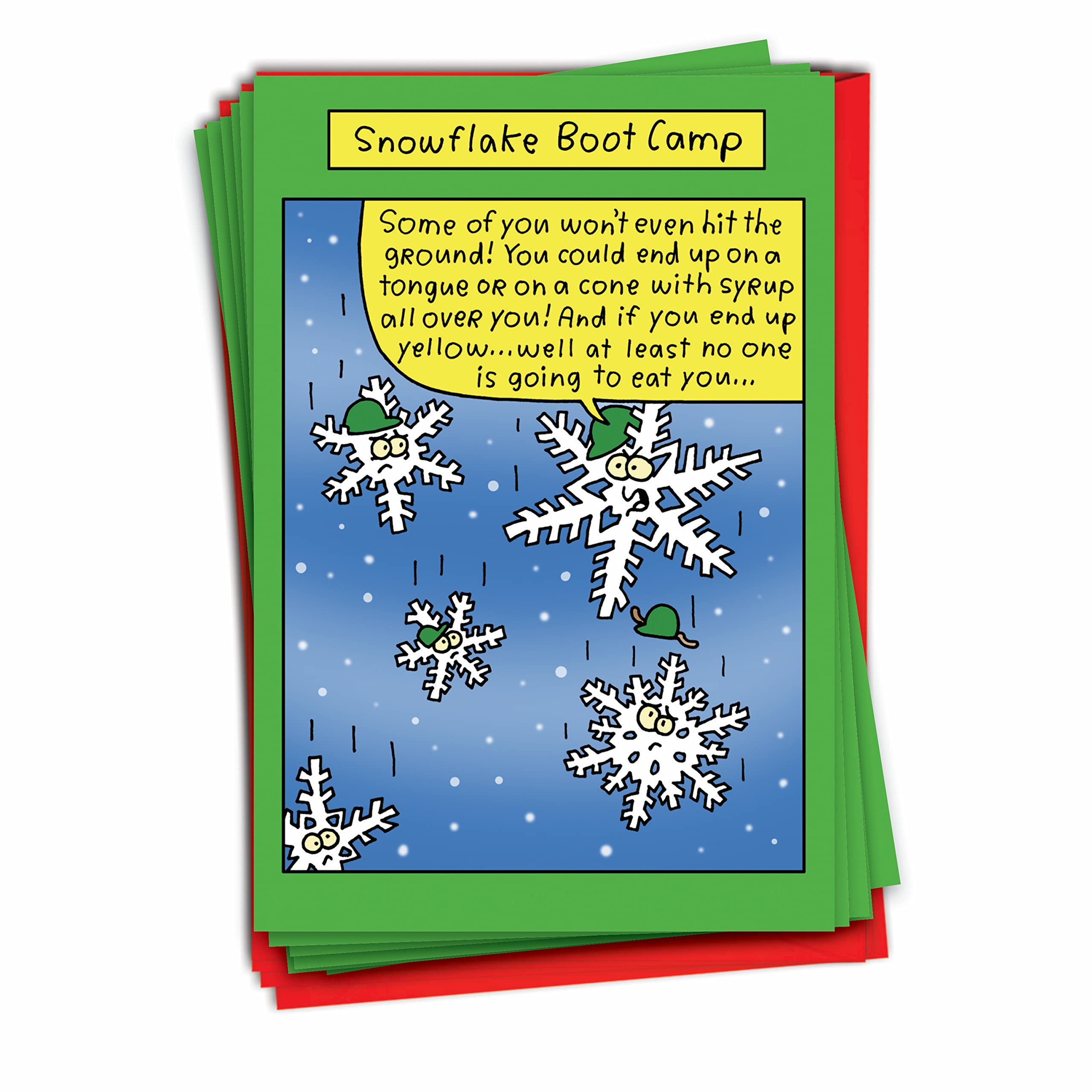 Funny Christmas Cards for Adults - 12 Holiday Greeting Cards with Cartoon Xmas Humor (1 Design, Boxed Set) - Perfect for Office Parties, Family Gatherings & Secret Santa Exchanges