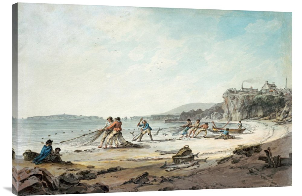Julius Caesar Ibbetson 'A Drawnet at Tenby' Gallery Wrap Giclee Canvas Wall Art Print - Premium Home Decor for Living Room, Bedroom & Office