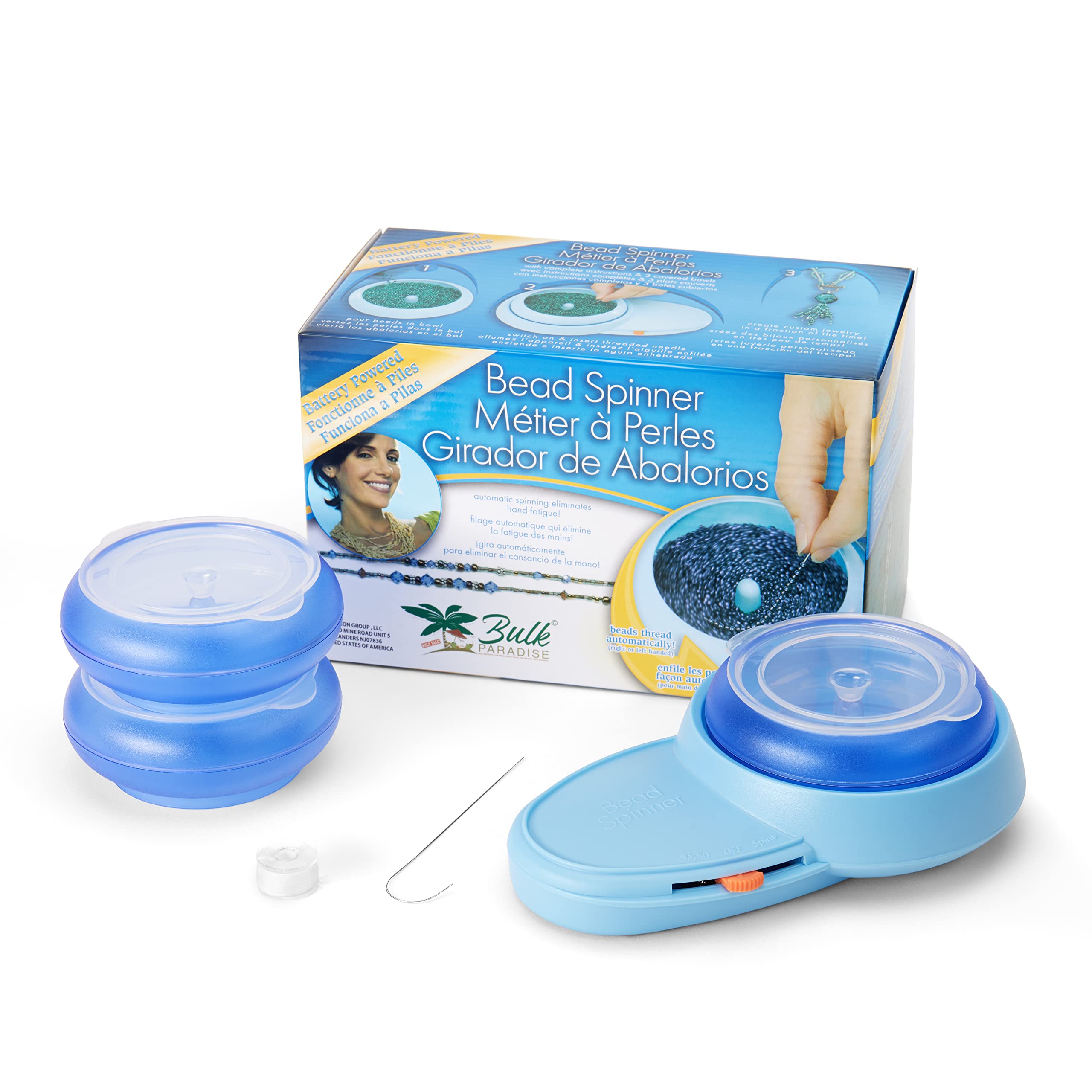 Electric Bead Spinner Kit for Jewelry Making - 3 Beading Bowls, Adjustable Waist Bead Maker, DIY Bracelet & Earring Crafting Tool - Battery Powered for Home & Professional Jewelry Design