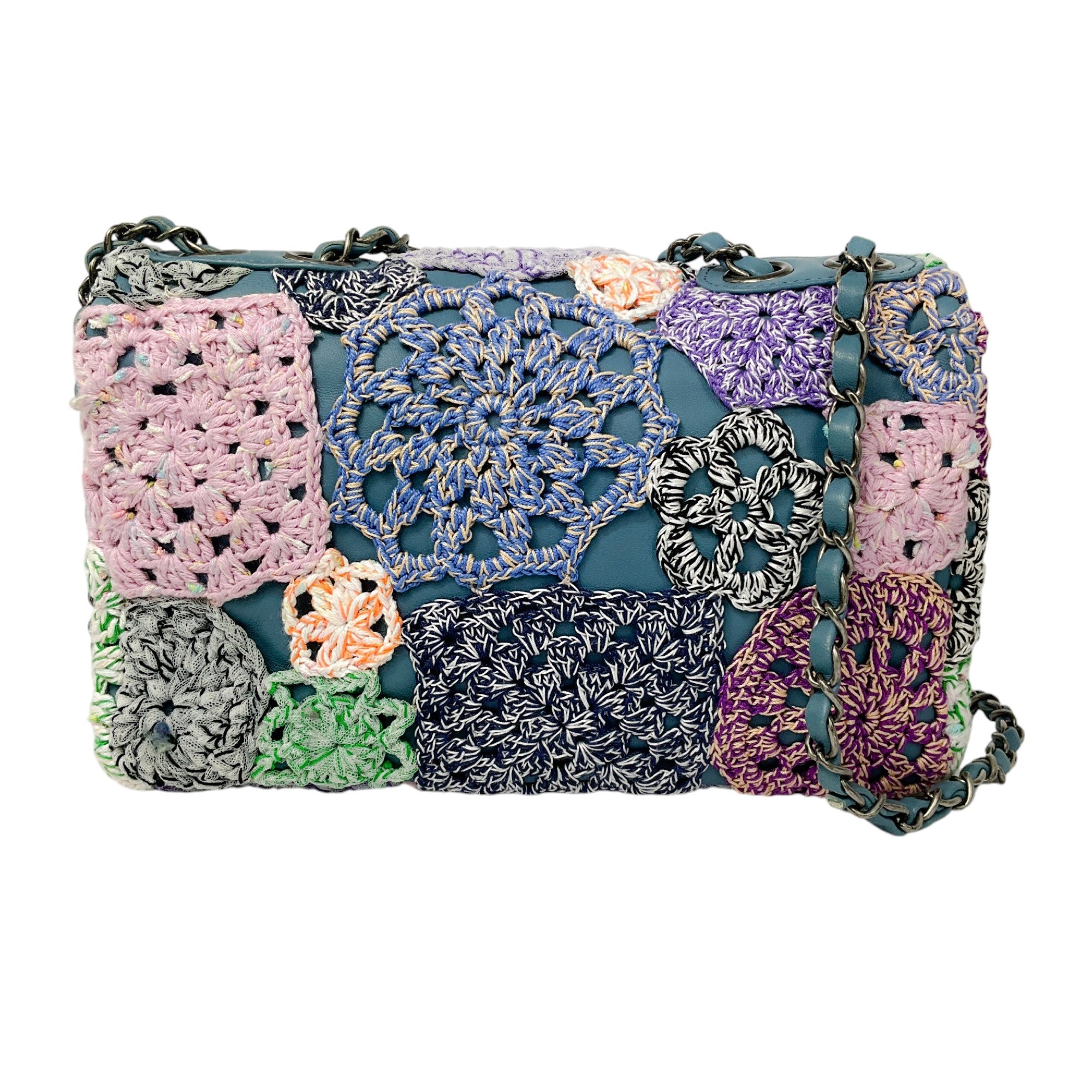 Chanel Blue Multi Paris Seoul Crochet and Lambskin Medium Flap Bag - Luxury Designer Handbag for Women, Perfect for Parties, Travel & Everyday Use