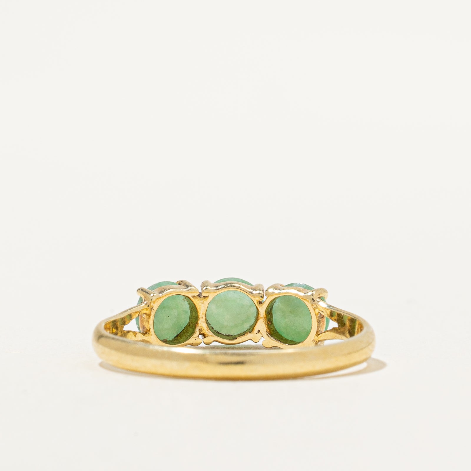 Exquisite Three Stone Jade Ring | 0.96 Carat Total Weight | Size 5.25 | Elegant Wedding, Anniversary & Gift Jewelry for Women