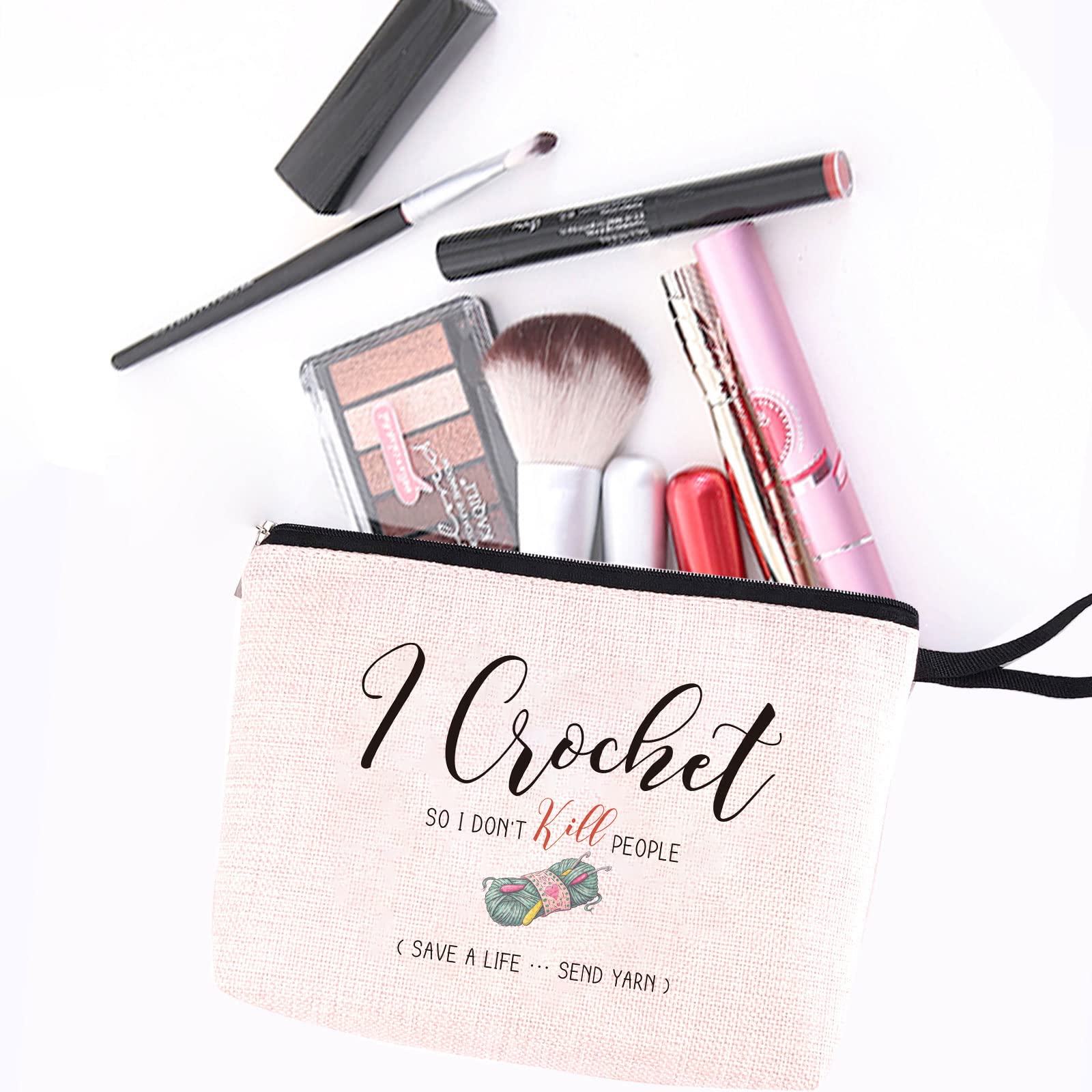 Funny Knitting & Crochet Gifts - Humorous Novelty Present for Christmas & Birthday - Crochet Makeup Bag for Yarn Lovers - Perfect for Knitting Accessories Storage & Craft Organization