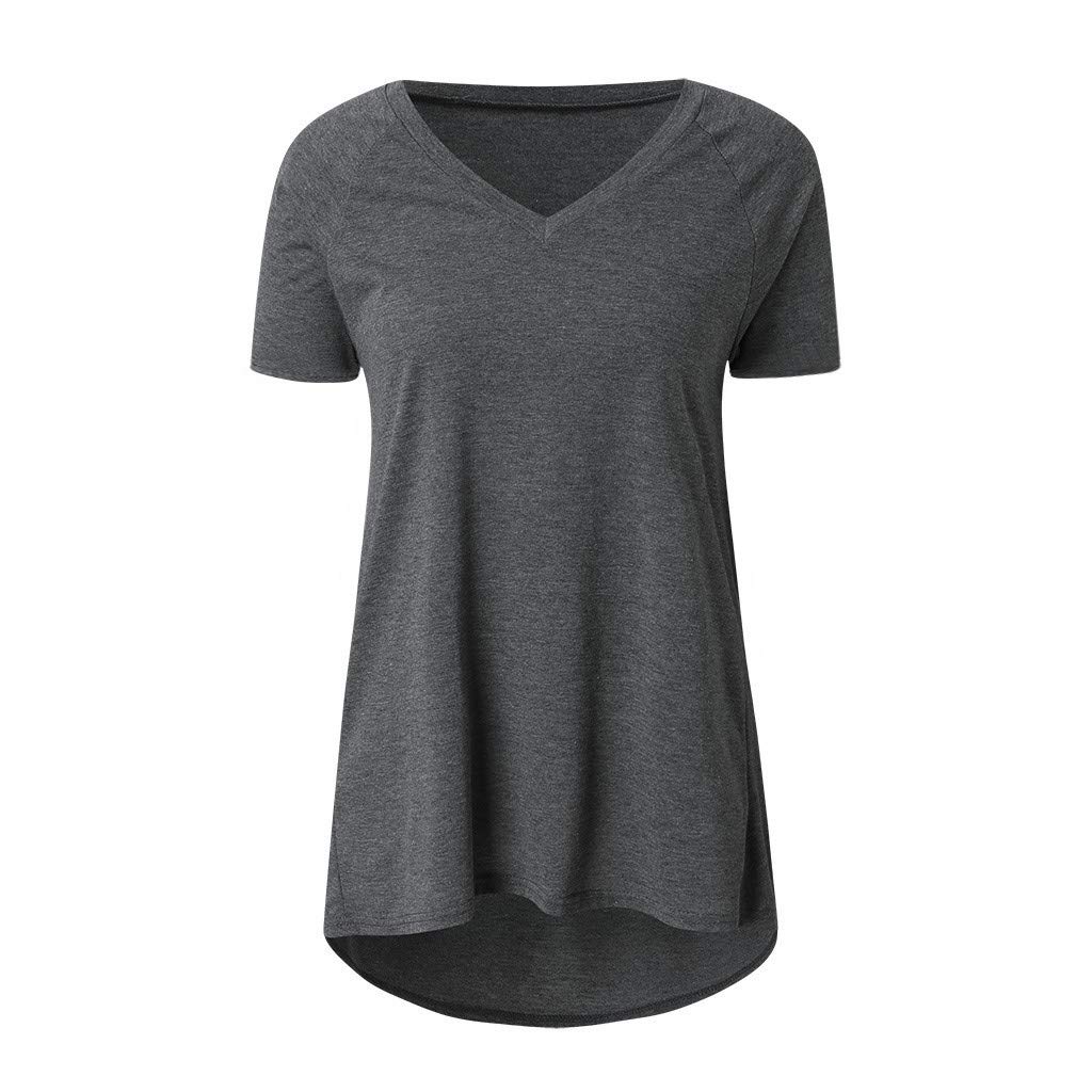Women's Summer Casual V-Neck Short Sleeve Tunic T-Shirt - Sexy Trendy Loose Fit Plain Top for Beach, Vacation & Everyday Wear