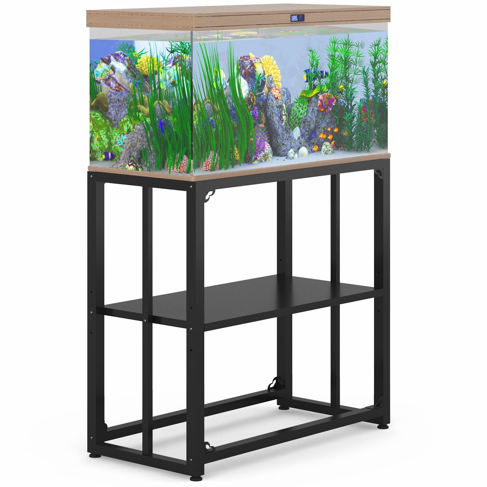 20 Gallon Fish Tank Stand - Heavy Duty Metal Aquarium Stand with Double-Layer Storage (24.8