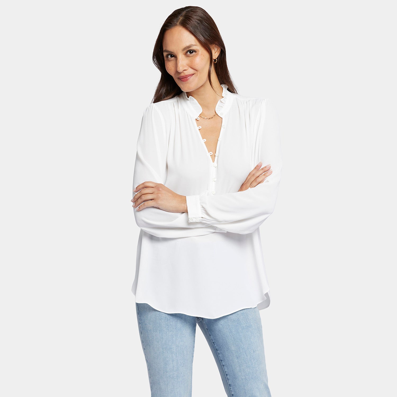 Hannah Blouse Women's Fashion Top in Optic White - Perfect for Office Wear, Casual Outfits & Special Occasions