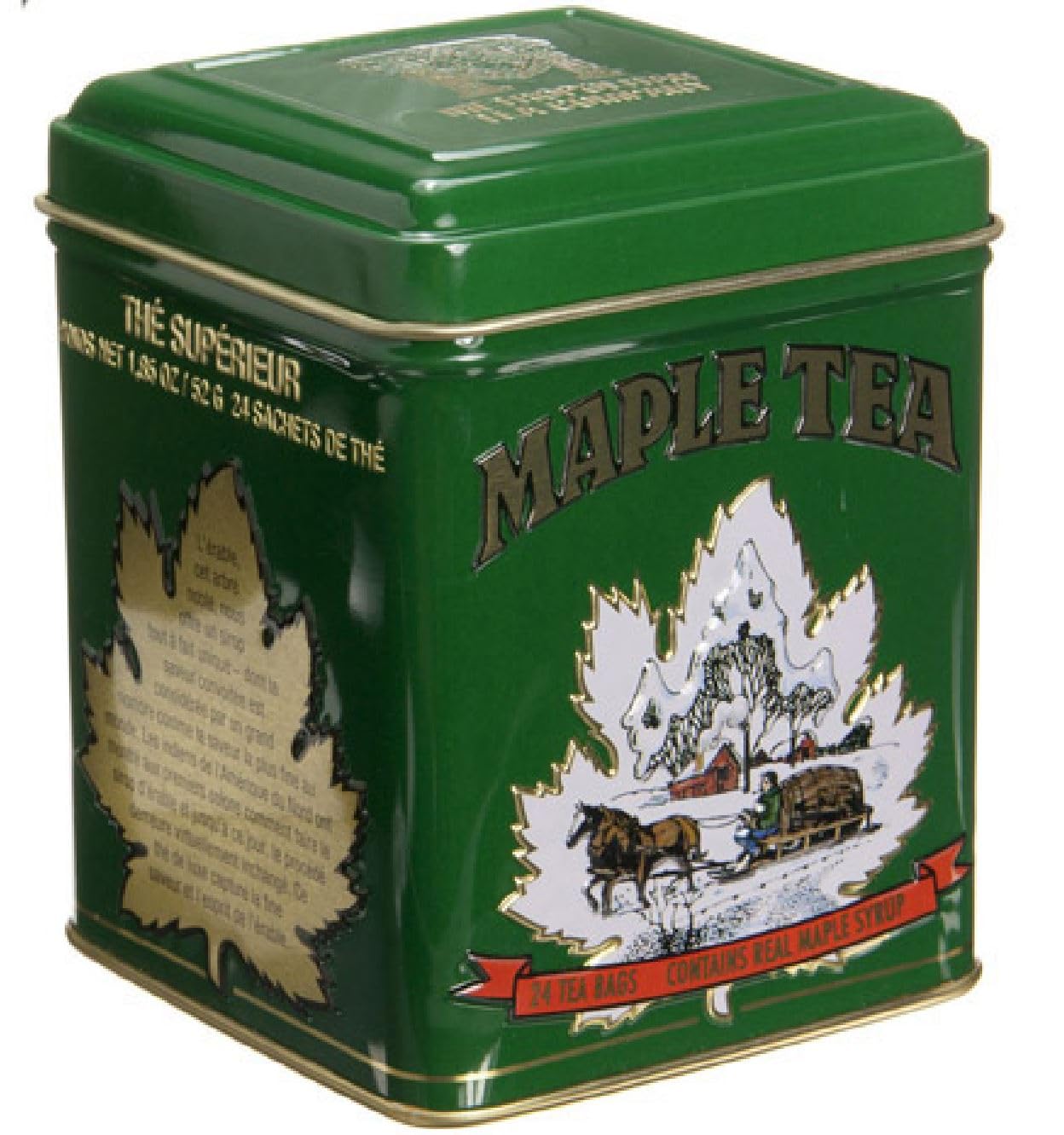 Premium Maple Tea - 24 Individually Wrapped Tea Bags in Elegant Decorative Metal Tin | Perfect Holiday Gift for Tea Lovers | Enjoy for Afternoon Relaxation or as Thoughtful Present