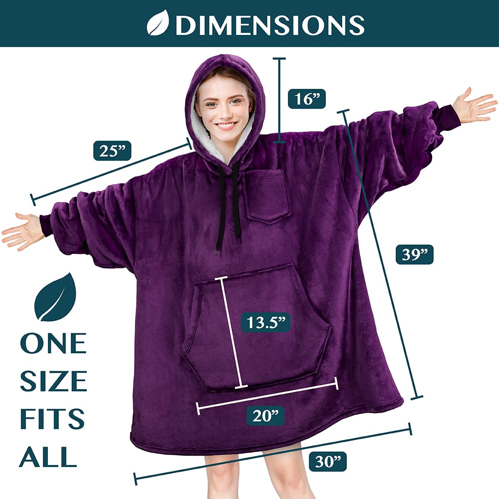 PAVILIA Wearable Blanket Hoodie for Women & Men - Sherpa Lined Oversized Hooded Sweatshirt Blanket | Cozy Home Lounge, Outdoor Camping, Movie Night Snuggles