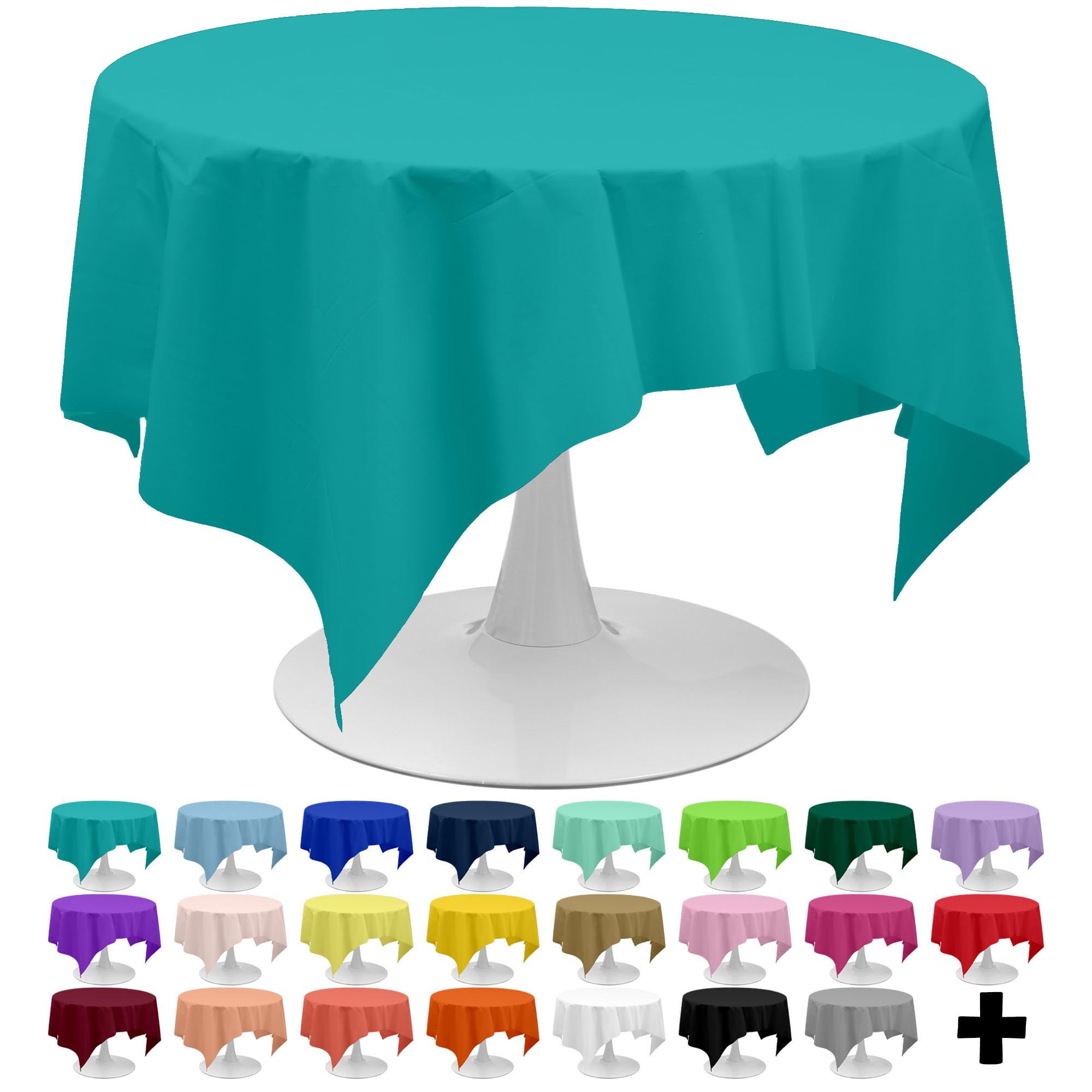 Premium Aqua Blue Disposable Plastic Tablecloths 3-Pack, 84 Inch Round Table Covers for Dining & Kitchen - Waterproof, Wrinkle-Resistant, Perfect for Parties, BBQs, and Holiday Decorations
