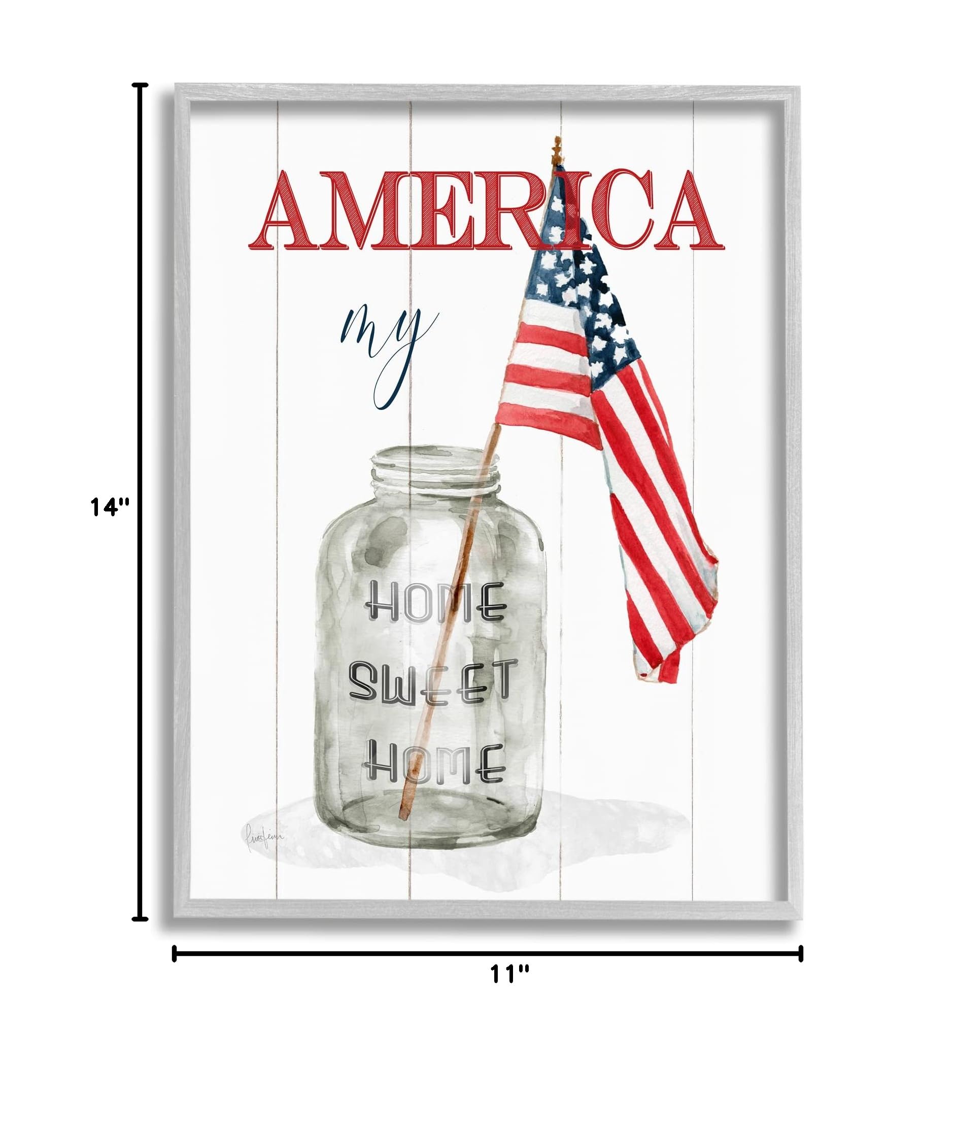 Stupell Industries 'America My Home Sweet Home' Patriotic Country Flag Wall Art - Designed by Livi Finn - Perfect for Living Room, Bedroom & Office Decor