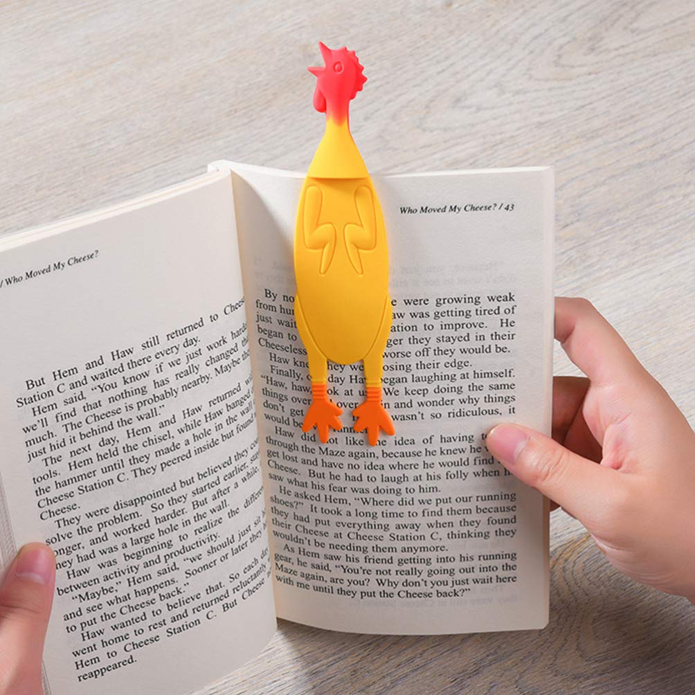 NUOBESTY Funny Screaming Chicken Bookmark - Plastic Animal Corner Bookmarks for Kids, Book Lovers & Gifts - Unique Novelty Reading Accessories for Children's Books, Gifts & School Supplies