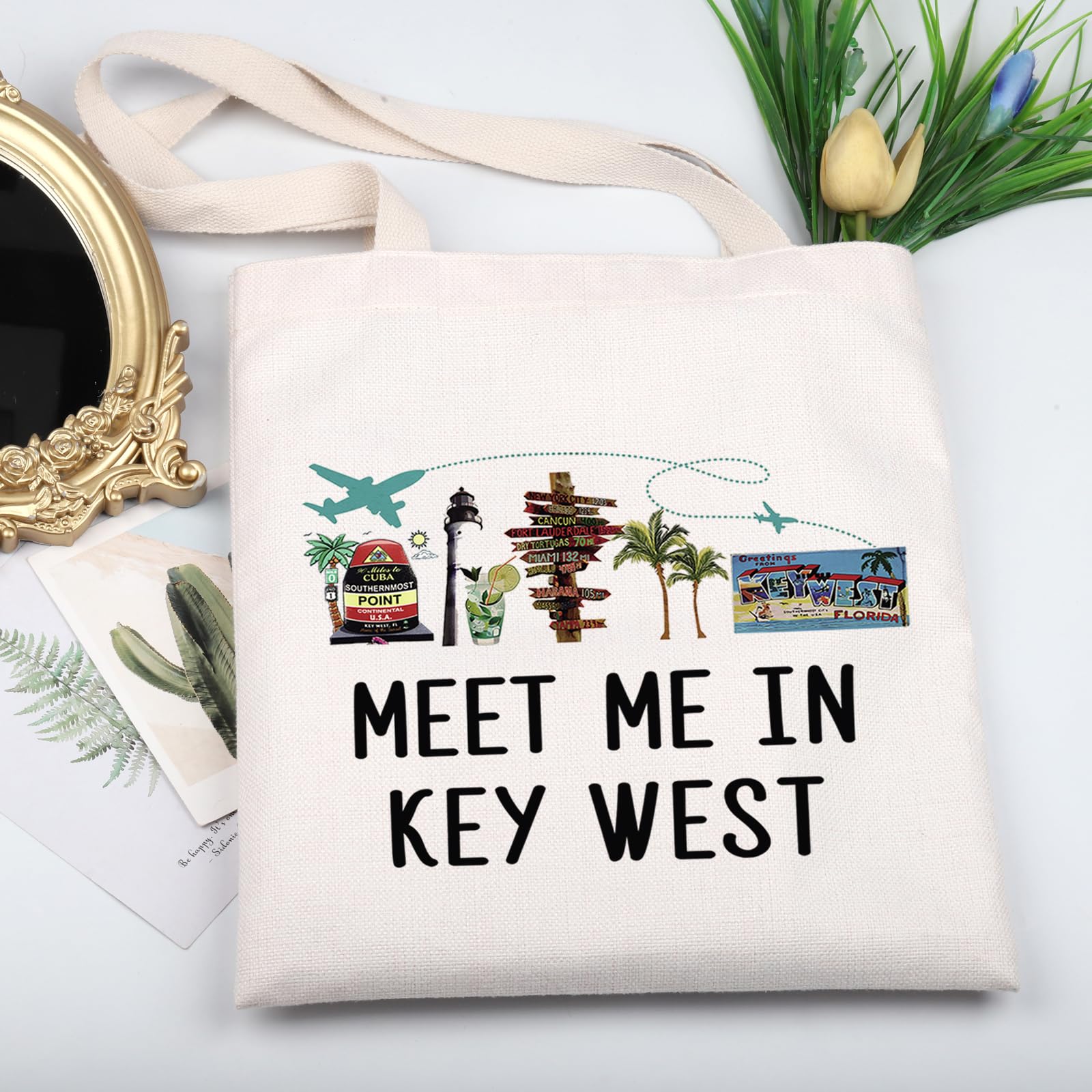 Key West Tote Bag - Florida Beach Shoulder Bag for Vacation & Travel Gifts