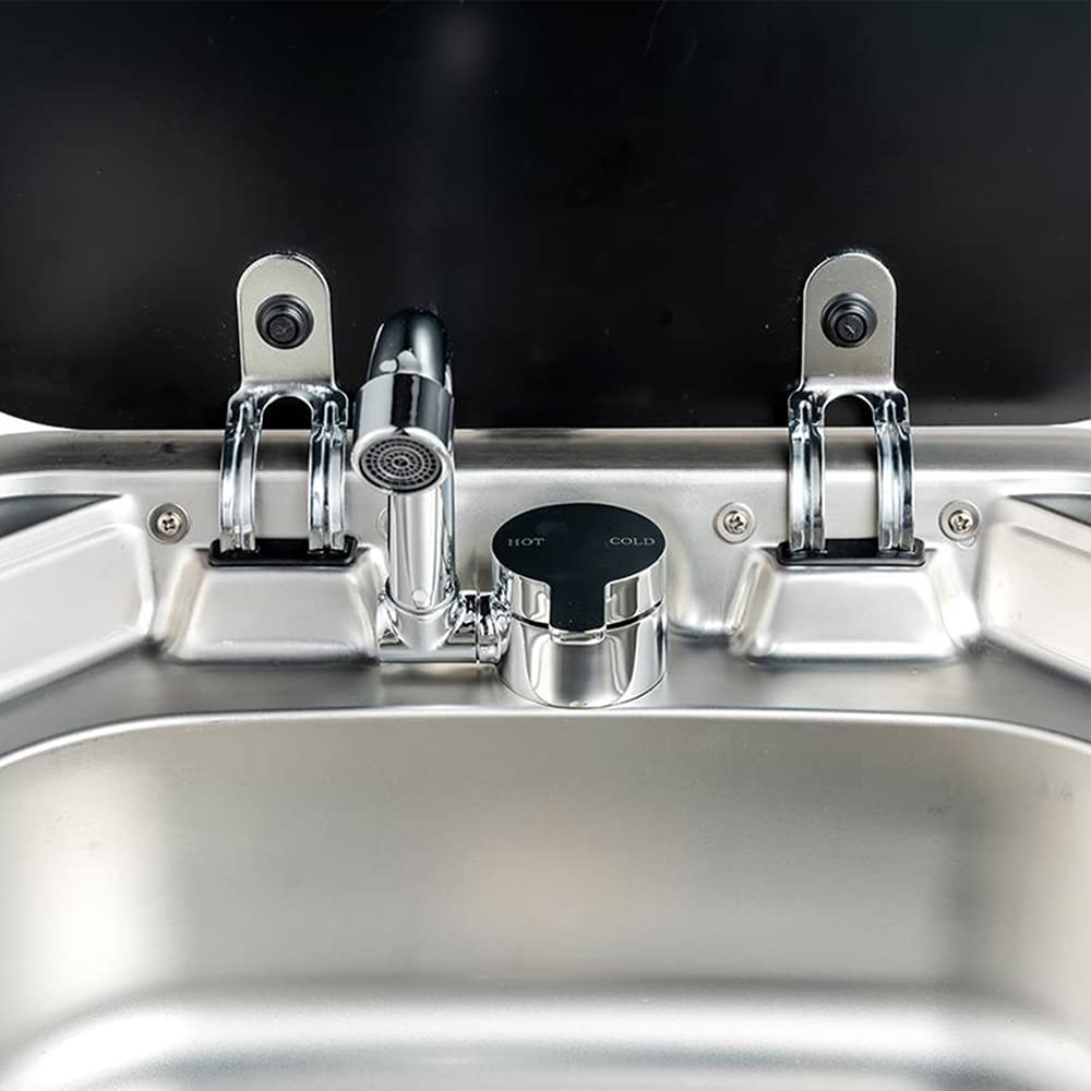 360° Rotating Foldable Kitchen Faucet - Single Handle Hot & Cold Water Mixer Tap with Copper Construction for RV, Boat & Tiny Homes | Perfect for Small Spaces & Mobile Living
