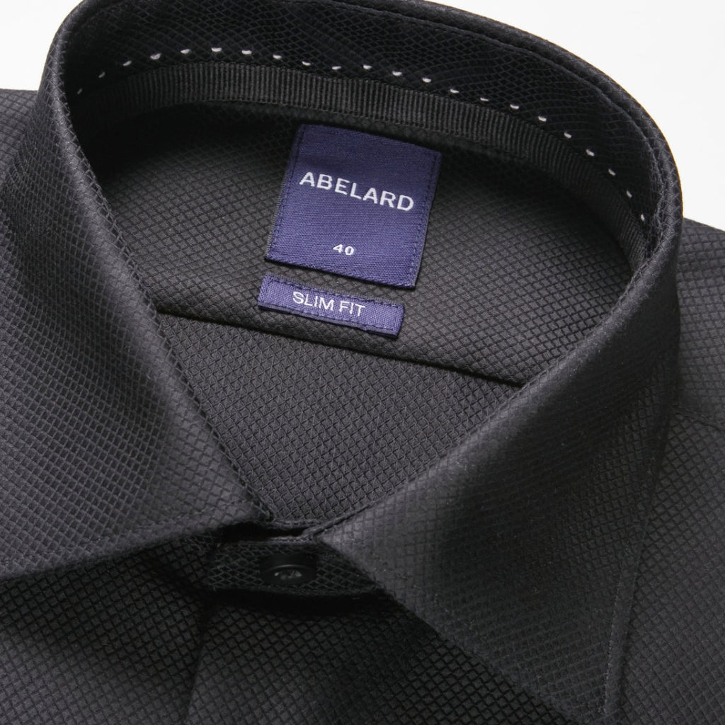 ABELARD Slim Fit Button Evening Shirt for Men - Single Cuff Formal Dress Shirt in Black - Perfect for Weddings, Business Meetings & Special Occasions