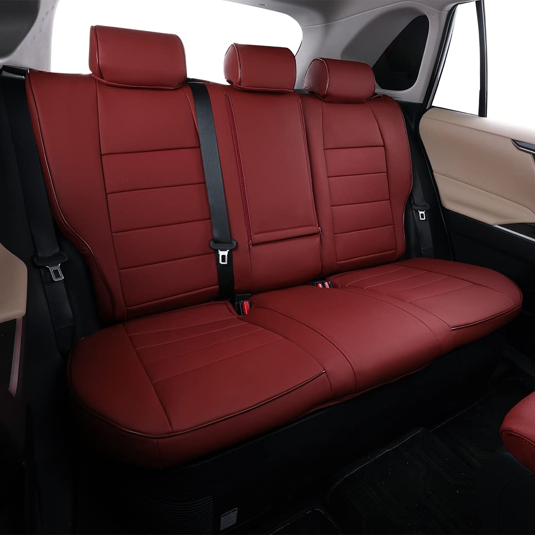 Premium Leather Car Seat Covers for Toyota Corolla 2020-2025 Models (SE, Nightshade, SE Apex, XSE, FX) - Custom Fit Full Set in Burgundy | Perfect for Daily Commute, Road Trips & Car Interior Protection