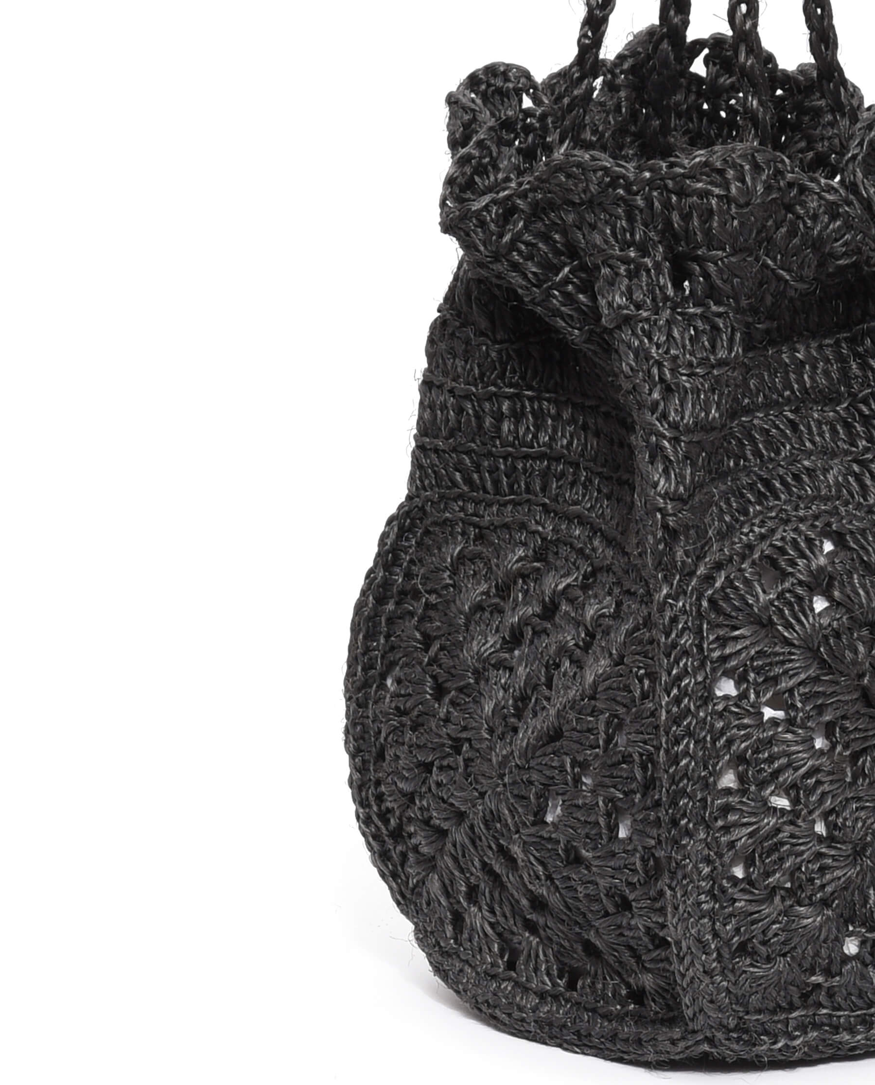 Premium Black Crochet Drawstring Bag - Handmade Cotton Yarn Pouch for Jewelry, Makeup & Travel Accessories | Boho Chic Storage Solution for Organizing Essentials