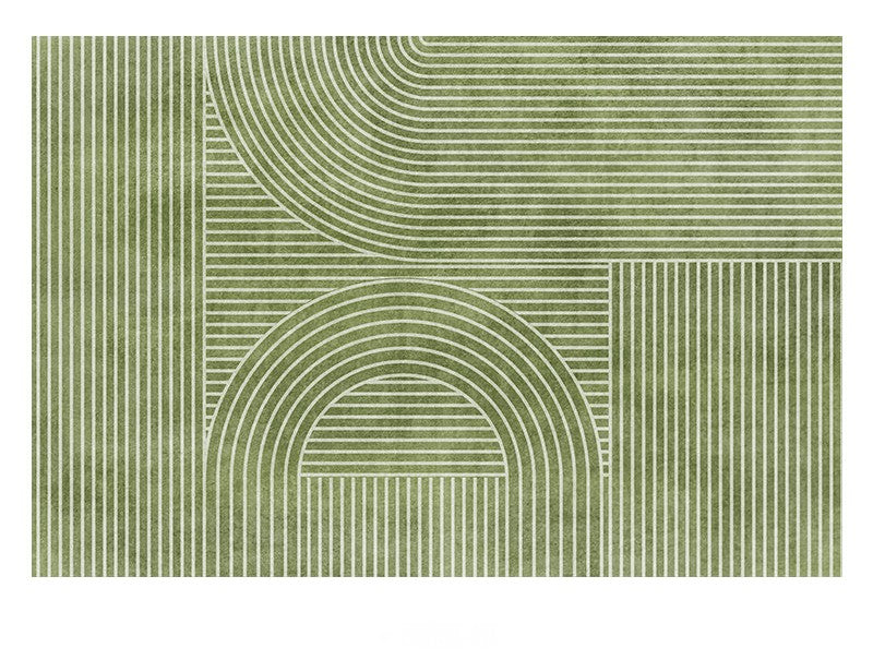 Modern Green Thick Soft Area Rug - Non-Slip Contemporary Living Room Rug, Dining Room & Bedroom Carpet - Perfect for Home Decor, Sofa & Floor Protection