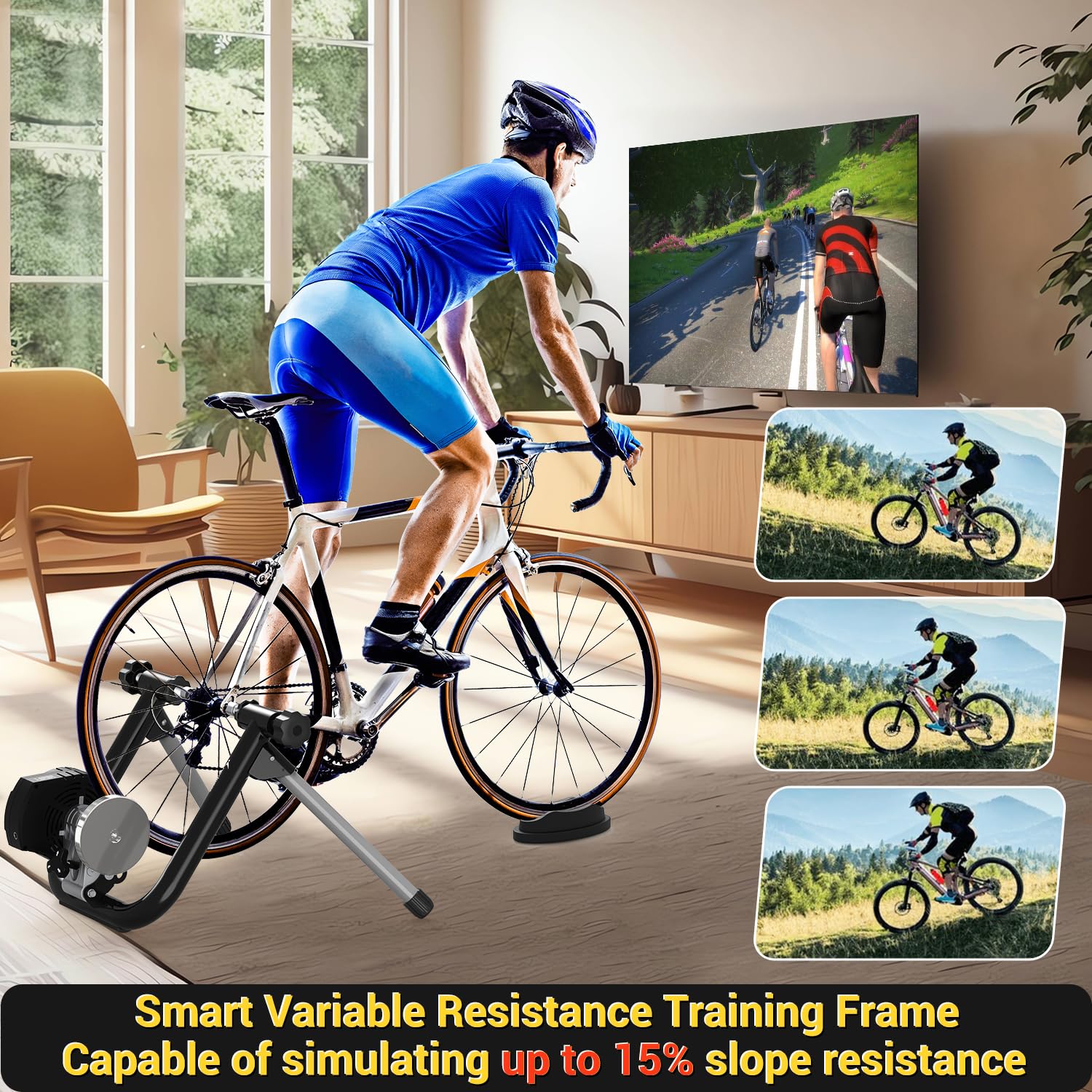 Sportneer Smart Bike Trainer Stand - Bluetooth 4.0 & ANT+ Compatible Indoor Cycling Trainer for 26-29