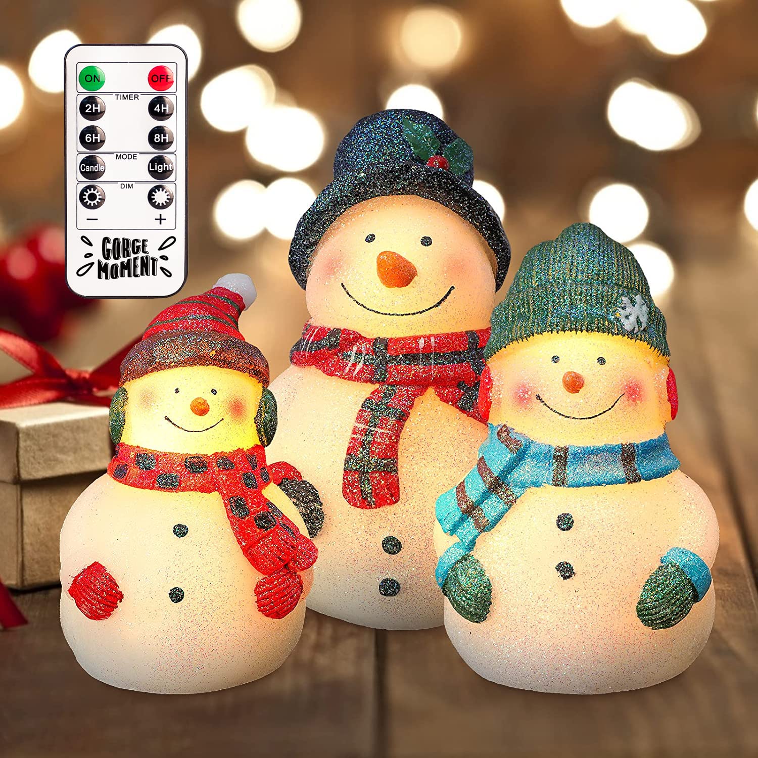 Real Wax Hand-Carved Snowman Flameless LED Candles with Remote Control - Battery Operated Decorative Candles for Christmas, Birthday Gifts, Home Decor & Collectible Sculptures | Perfect for Holiday Centerpieces, Cozy Winter Nights & Festive Atmosphere