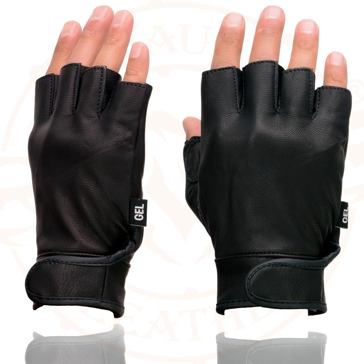 Milwaukee Leather MG7585 Men's Black Leather Motorcycle Gloves - Gel Padded Palm, Fingerless Design with Full Panel Cover - Large Size - Perfect for Riding, Cruising & Motorcycle Enthusiasts