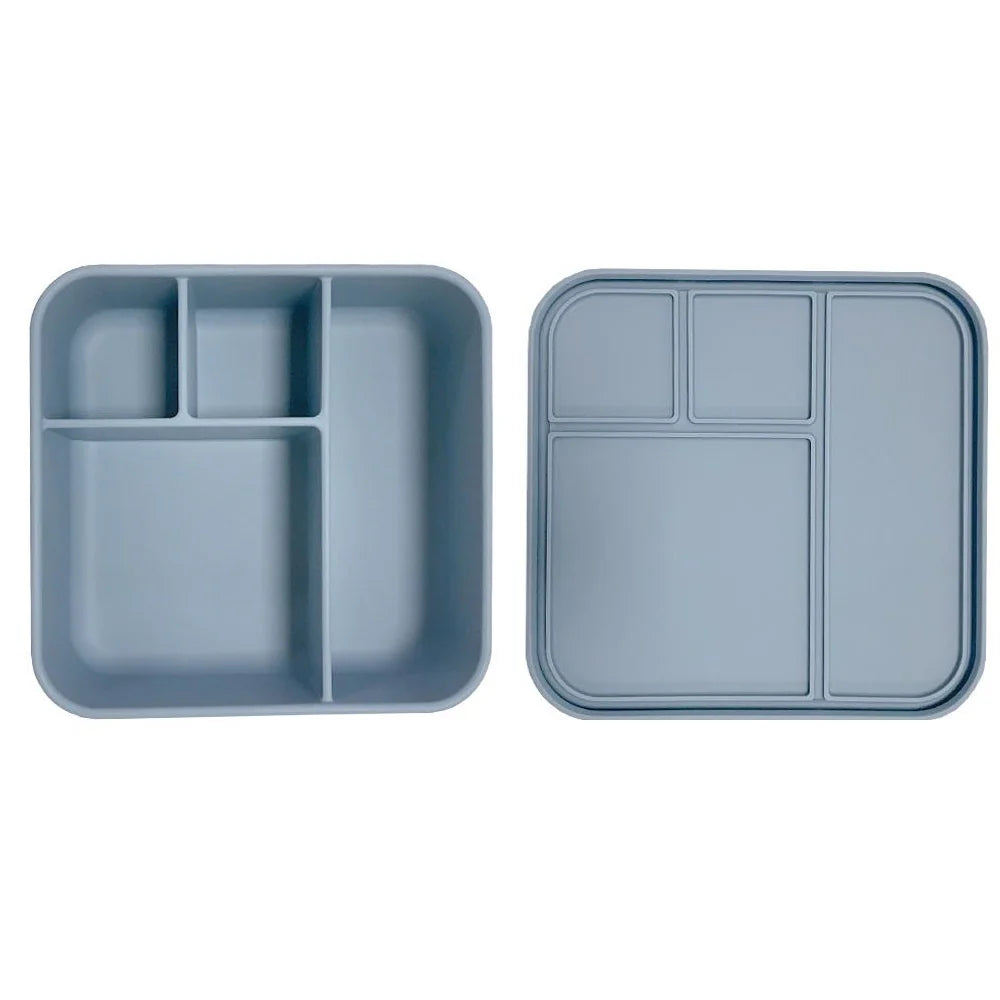 Apollo 4-Compartment Silicone Bento Box - Reusable & Leak-Proof Lunch Container for Adults & Kids - Perfect for School, Office, Picnics & Meal Prep - Blue