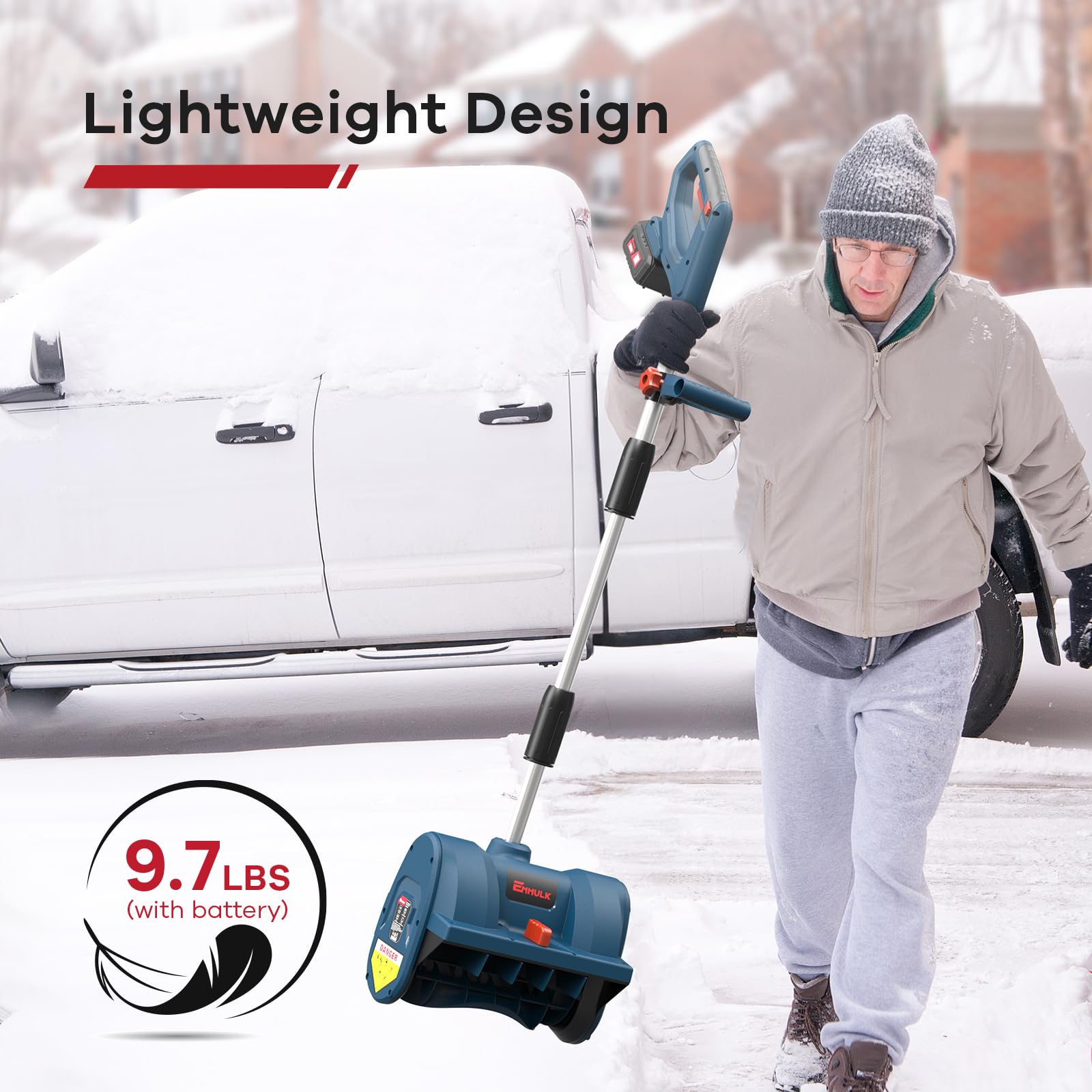 20V Cordless Snow Shovel - 12-Inch Battery Powered Snow Blower with 4-Ah Battery & Quick Charger, Adjustable Front Handle & Directional Plate - Perfect for Driveways, Sidewalks & Home Winter Maintenance