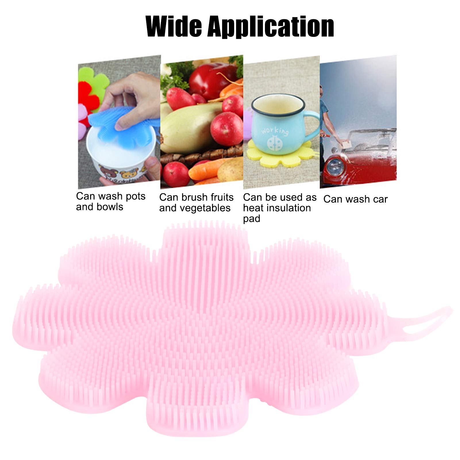 2Pcs Silicone Dish Washing Brushes - Multifunctional Flower Scrubber & Soap-Shaped Dishwashing Brush Set for Kitchen Cleaning - Perfect for Pots, Pans, Dishes & Delicate Glassware