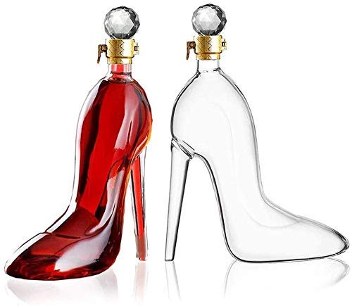 Elegant High Heel Shaped Wine & Whiskey Decanter - Hand Blown Lead-Free Crystal Glass Decanting Aerator - Perfect for Home Decor, Dinner Parties & Romantic Gifts for Women