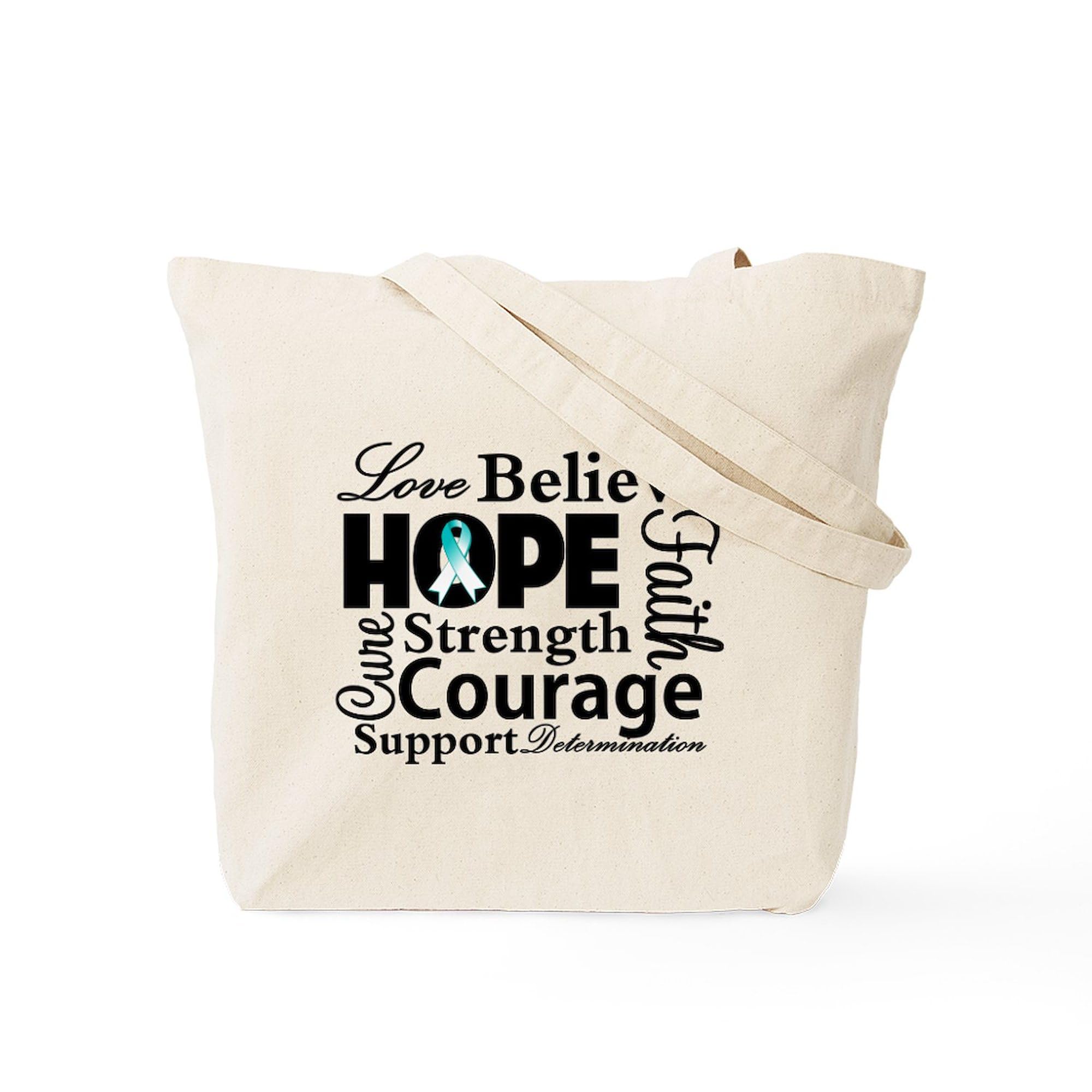 Cervical Cancer Hope Collage Tote Bag - Natural Canvas Reusable Shopping Bag for Women - Perfect for Groceries, Work, or Awareness Events
