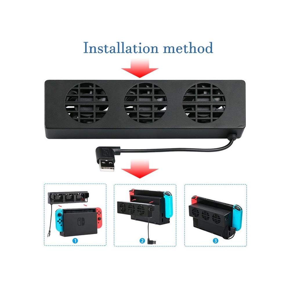 OSTENT 3-in-1 Cooling Fan Dock for Nintendo Switch - Portable Cooling System with Triple Fans for Switch/OLED/Lite - Prevent Overheating During Gaming Sessions