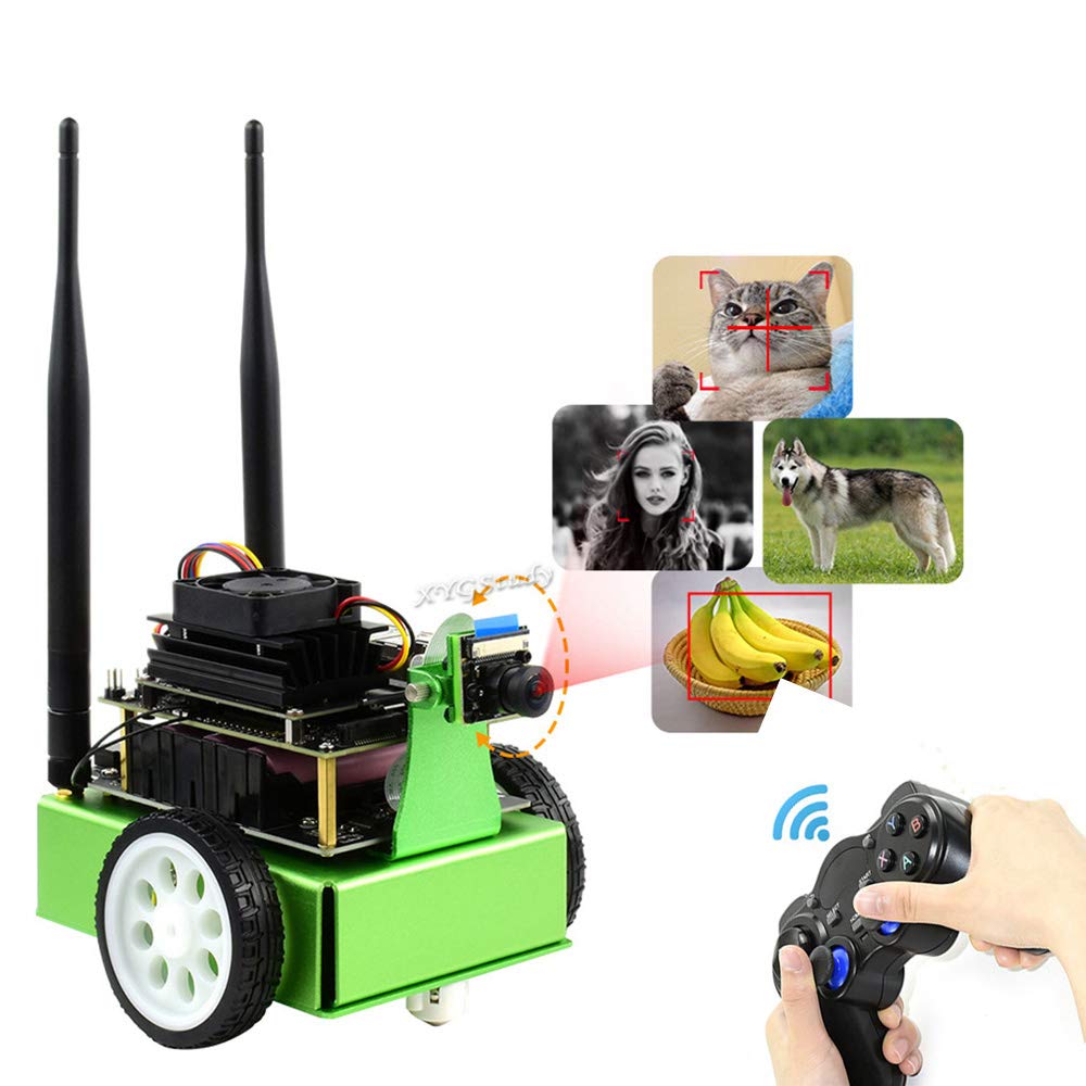 XYGStudy JetBot AI Kit Accessories - Compatible with Jetson Nano, Build Smart Robot with Dual Mode Wireless (WiFi + Bluetooth 4.2), Front Camera & ROS Nodes Code - Perfect for STEM Education, Robotics Projects and AI Learning