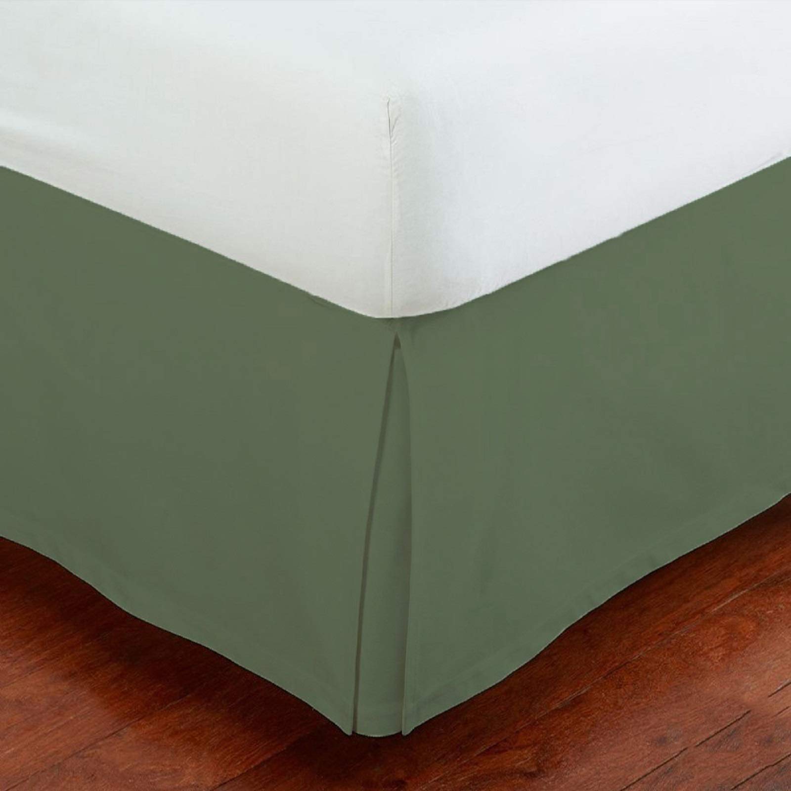 Easy Care Pleated Microfiber Bed Skirt - 14 Inch Drop, Solid Sage Color, Twin Size | Perfect for Guest Rooms & Master Bedrooms